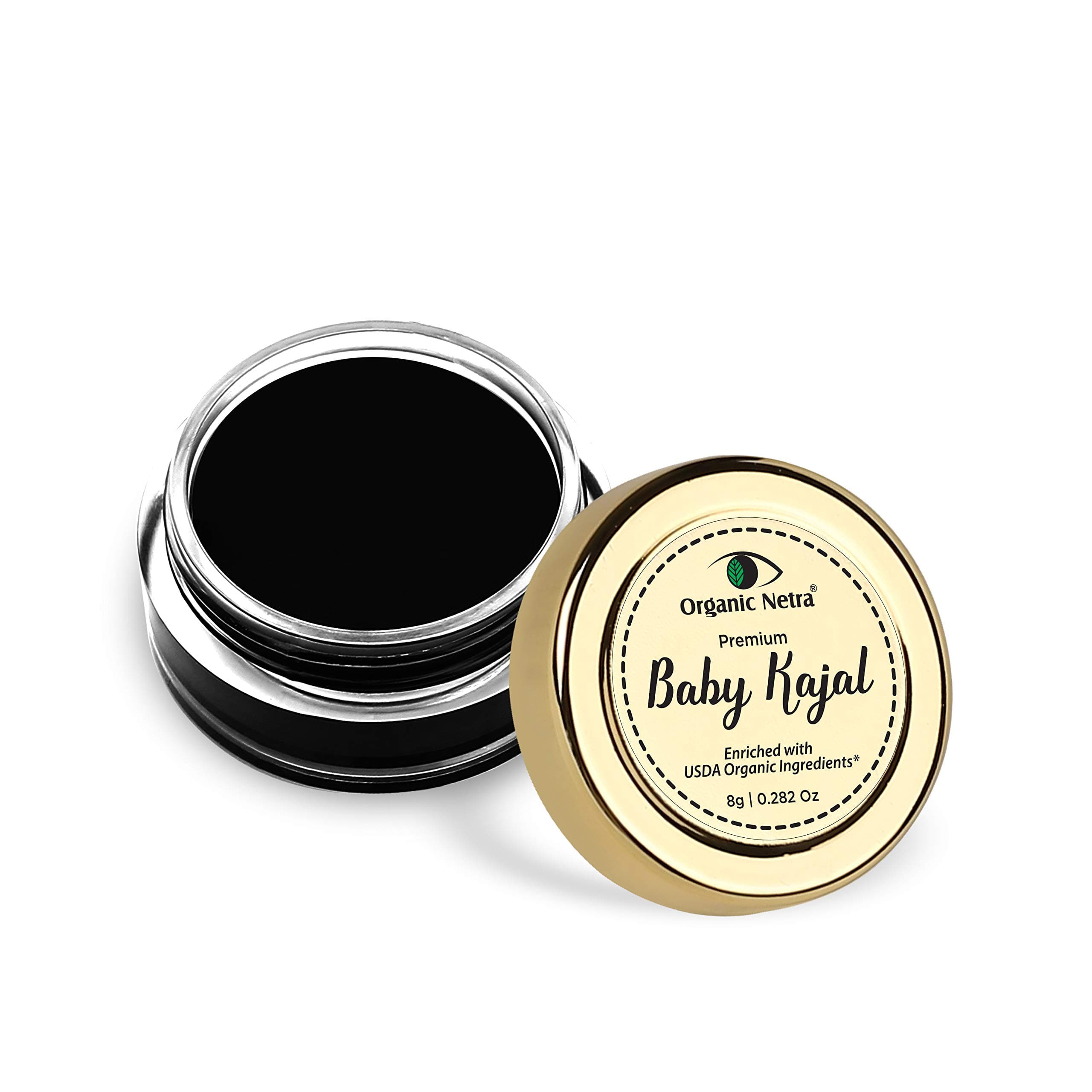 "Organic Netra Baby Kajal 8g for Newborns Water-Resistant Smudgeproof Longlasting Enriched with Natural Organic Ingredients Safe for Sensitive Baby Skin No Harmful Chemicals Matte Finish, (8g)