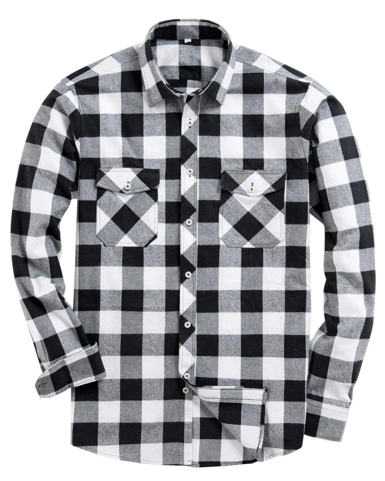 Men's Button Down Regular Fit Long Sleeve Plaid Flannel Casual Shirts