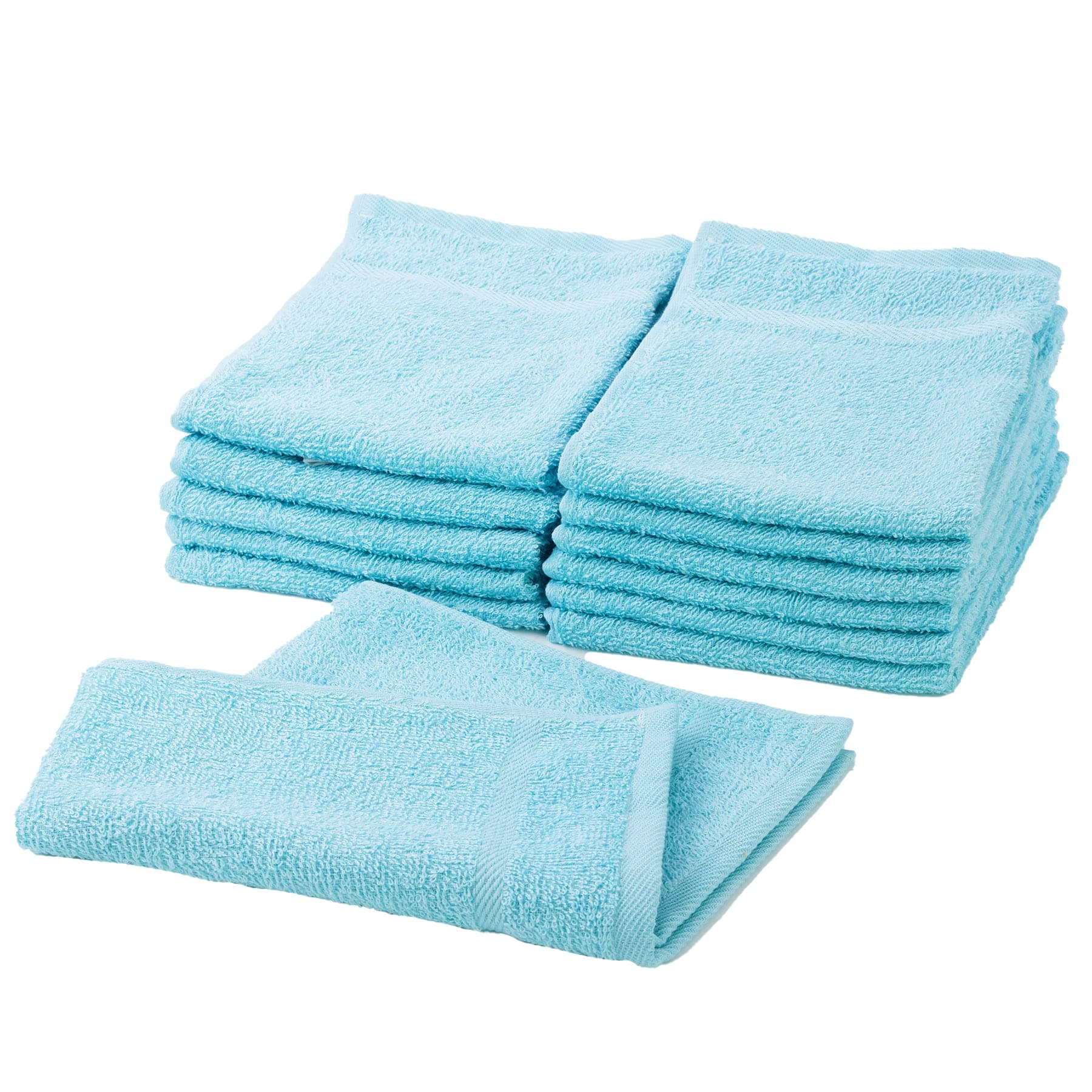 Muko Towel, Wet Towel, Dish Towel, Senshu Washcloths, Thin, Set of 12 (Aqua Blue)