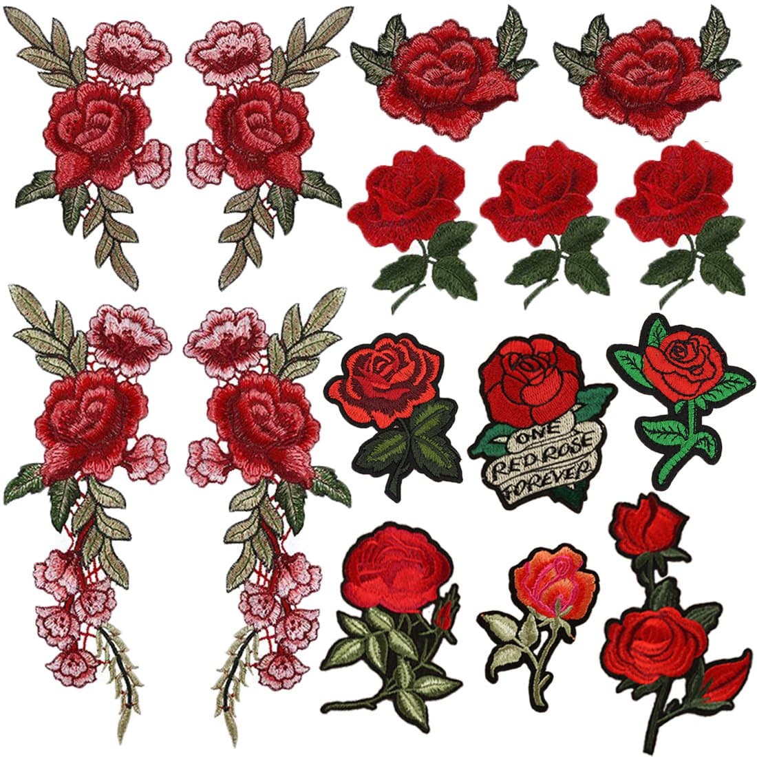 Tuodeal 15 Pieces Iron On Rose Patch Embroidered Flower Sew On Patch Applique