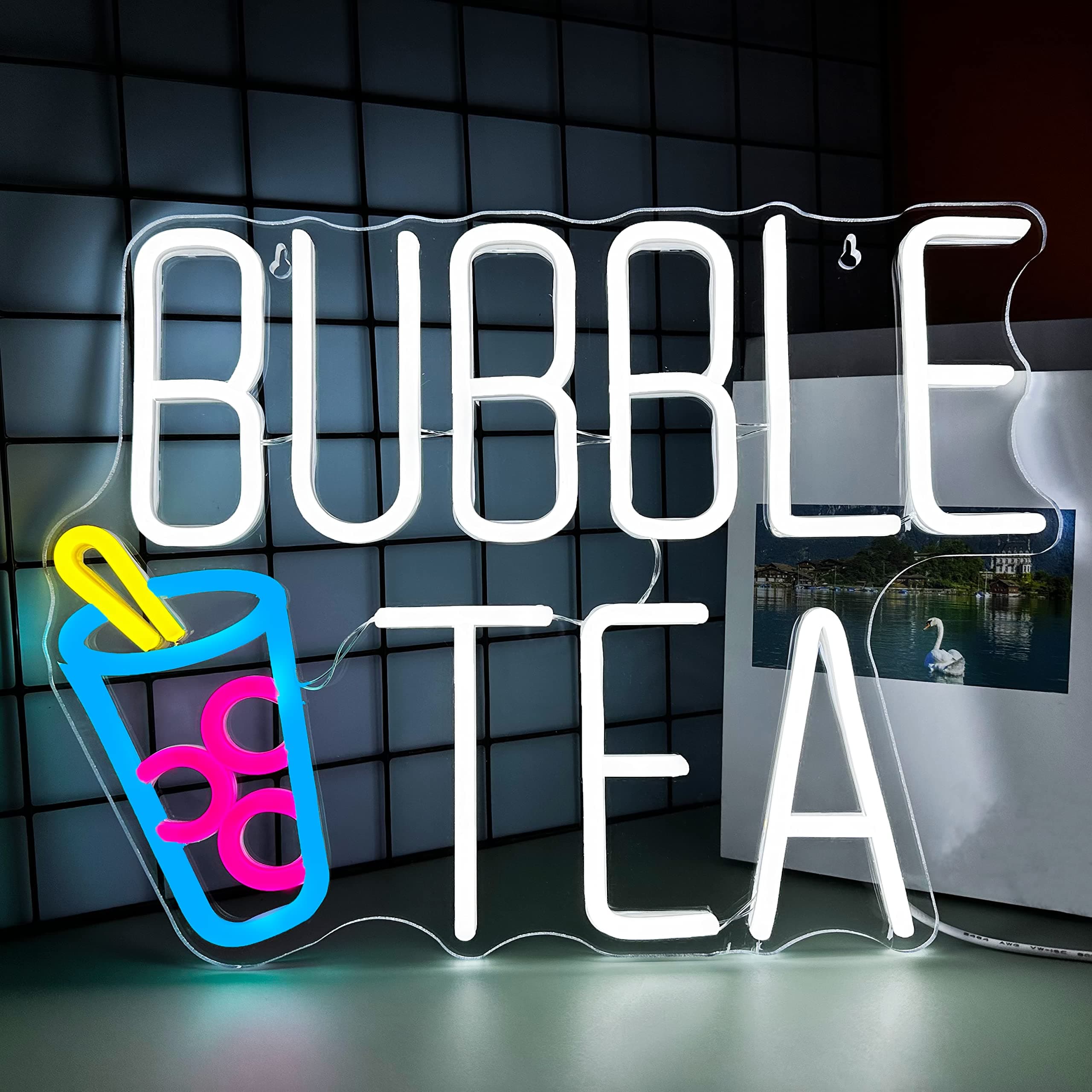 Bubble Tea Neon Signs, Drink Display LED Light Neon Sign for Wall Decor Milk Tea Light Up Sign Neon Light LED for Living Room Shop Office Bedroom Gift for Kids, Girls, Christmas,Birthday(15x11.8in)