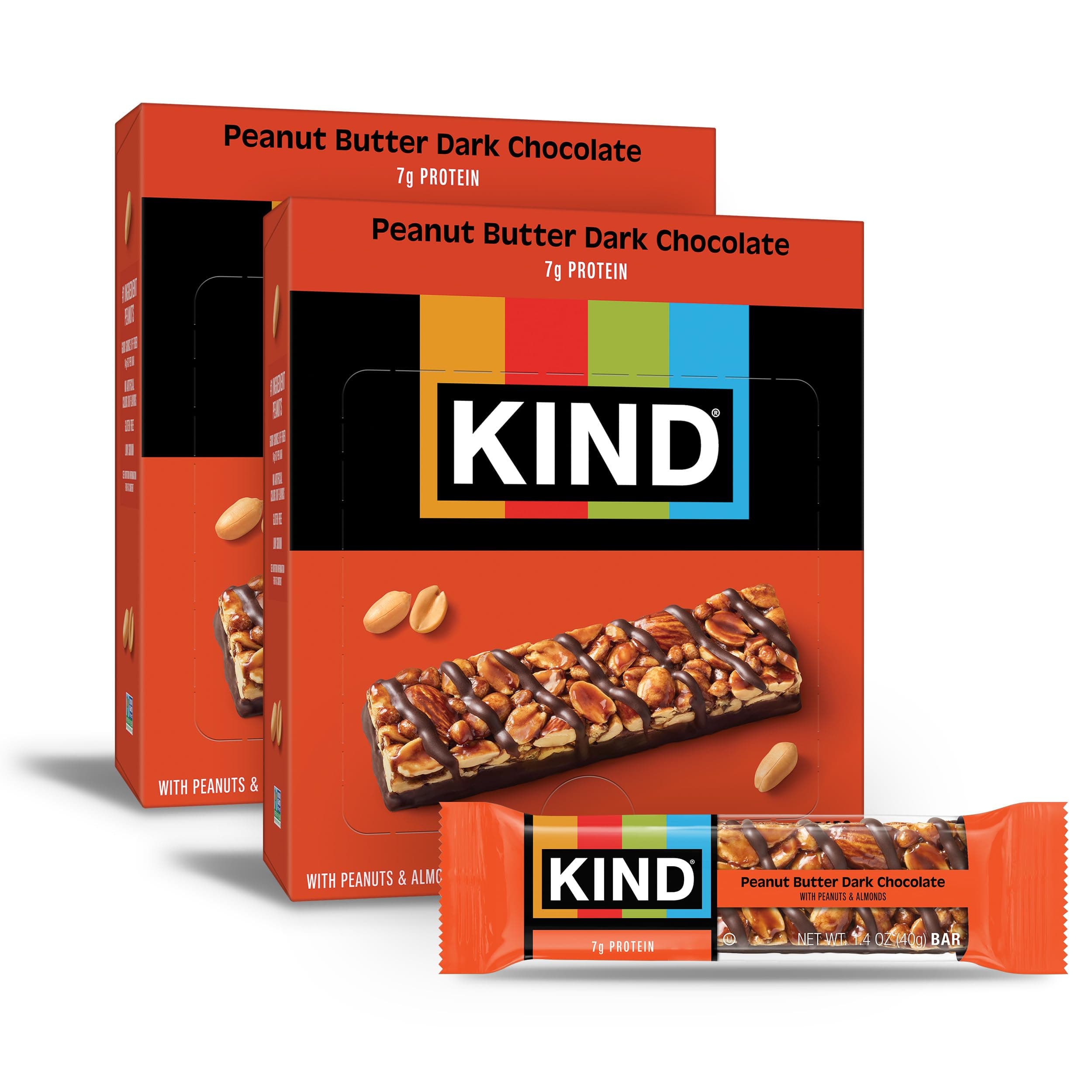 Nut Bars, Peanut Butter Dark Chocolate, Healthy Snacks, Gluten Free, 8g Protein, 24 Count