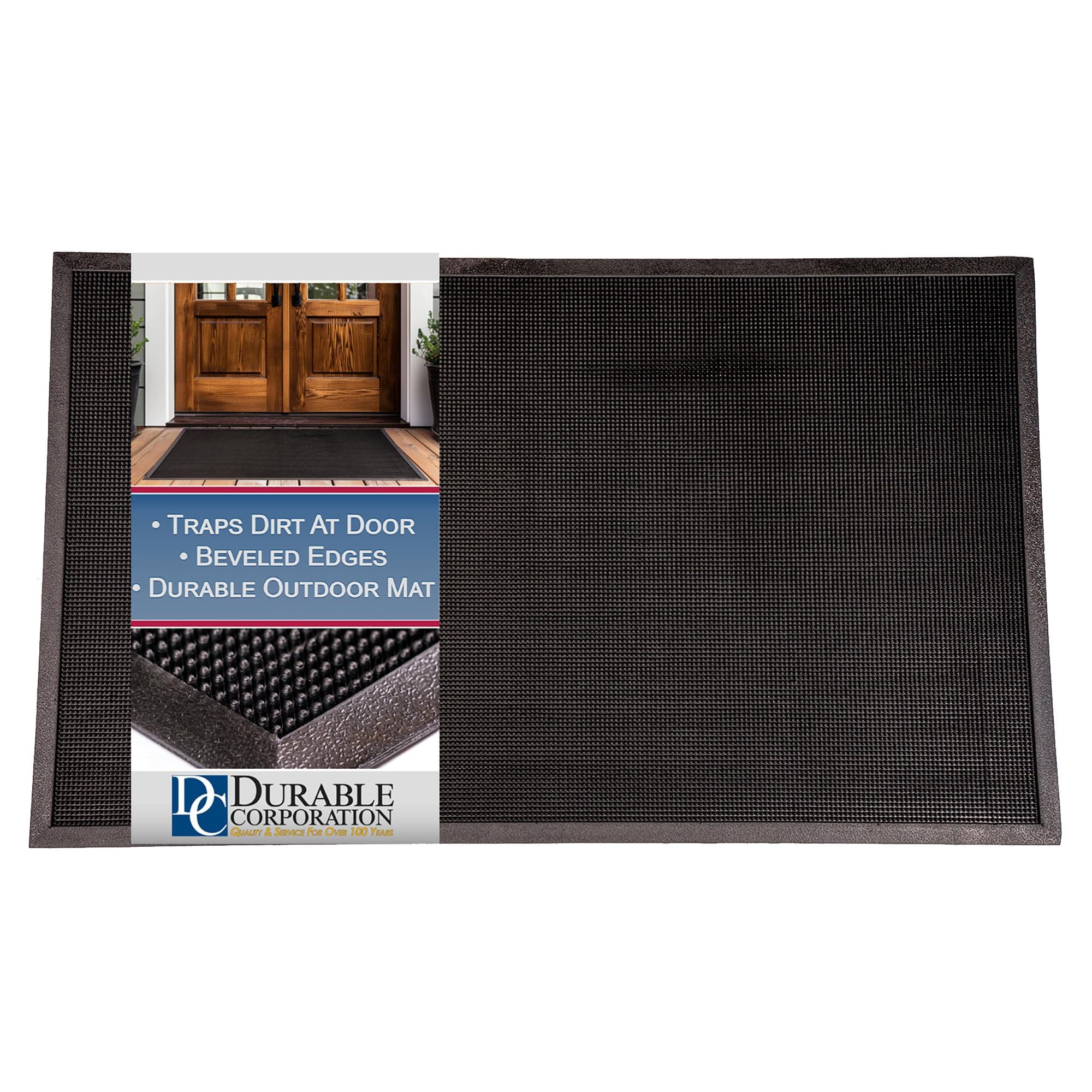 Durable Corporation-396S3672 Heavy Duty Rubber Fingertip Outdoor Entrance Mat, 36" x 72", Black