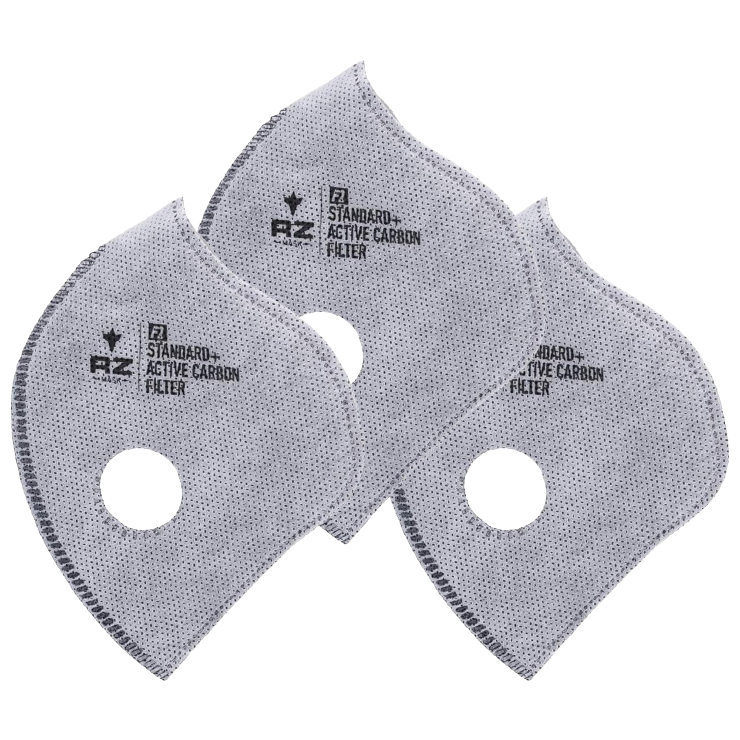 RZ Mask - F1 Standard Replacement Filters (3 Pack) 99.8% Active Carbon Filtration with One-Way Discharge Valves, 3 Sizes