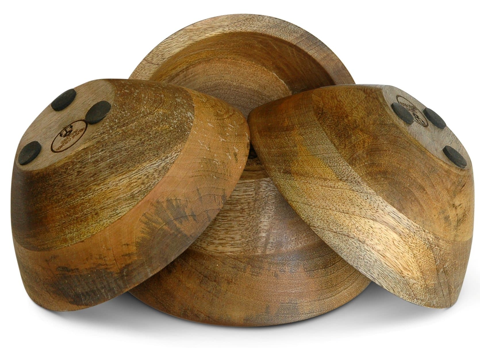 Large 7" Bowls. When Etiquette Calls for Something Special for the Hostess. Also Fit to be Added to Your Snack Ideas for Next Party - Set of 4 Wooden Snack Bowls