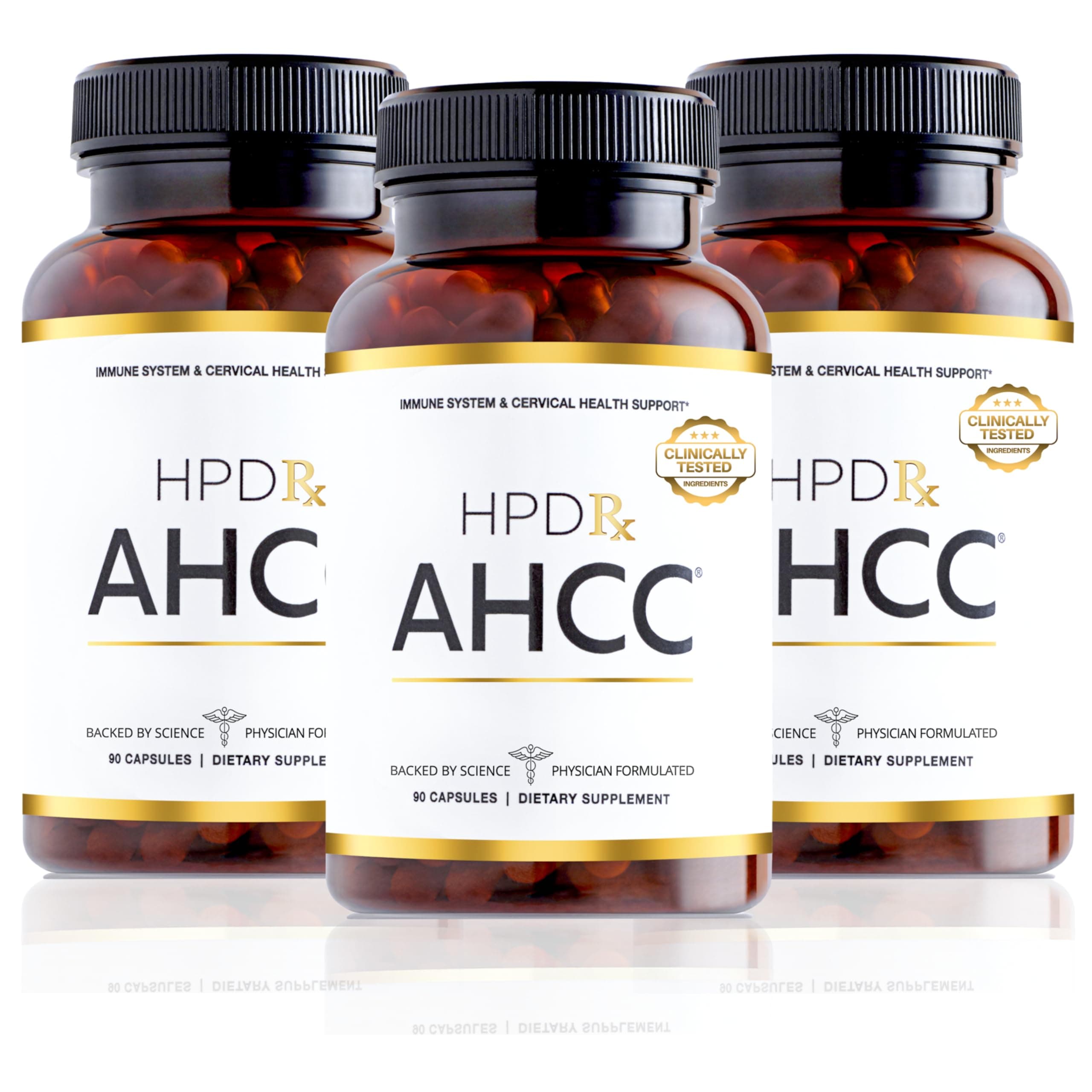 HPD Rx Premium AHCC & Shiitake Mushroom 1100 mg per Serving Supplement, Natural Immunity Booster, Maintains Natural Killer Cell Activity | AHCC is Proven in 30+ Studies | 90-Day Supply, 3-Pack