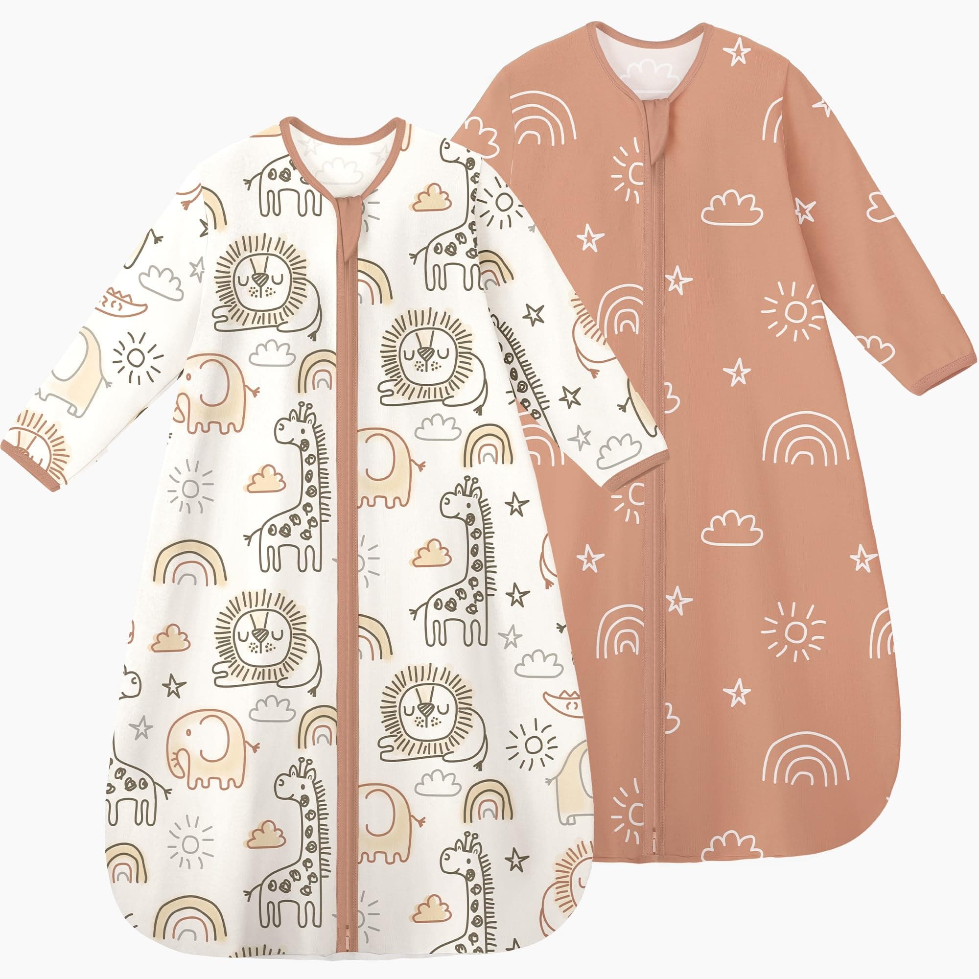 Baby Sleep Sack 12-18 Months Long Sleeve Wearable Blanket Baby 100% Cotton 2-Way Zipper 0.5 Tog Toddler Sleeping Sack, Lightweight(Large)