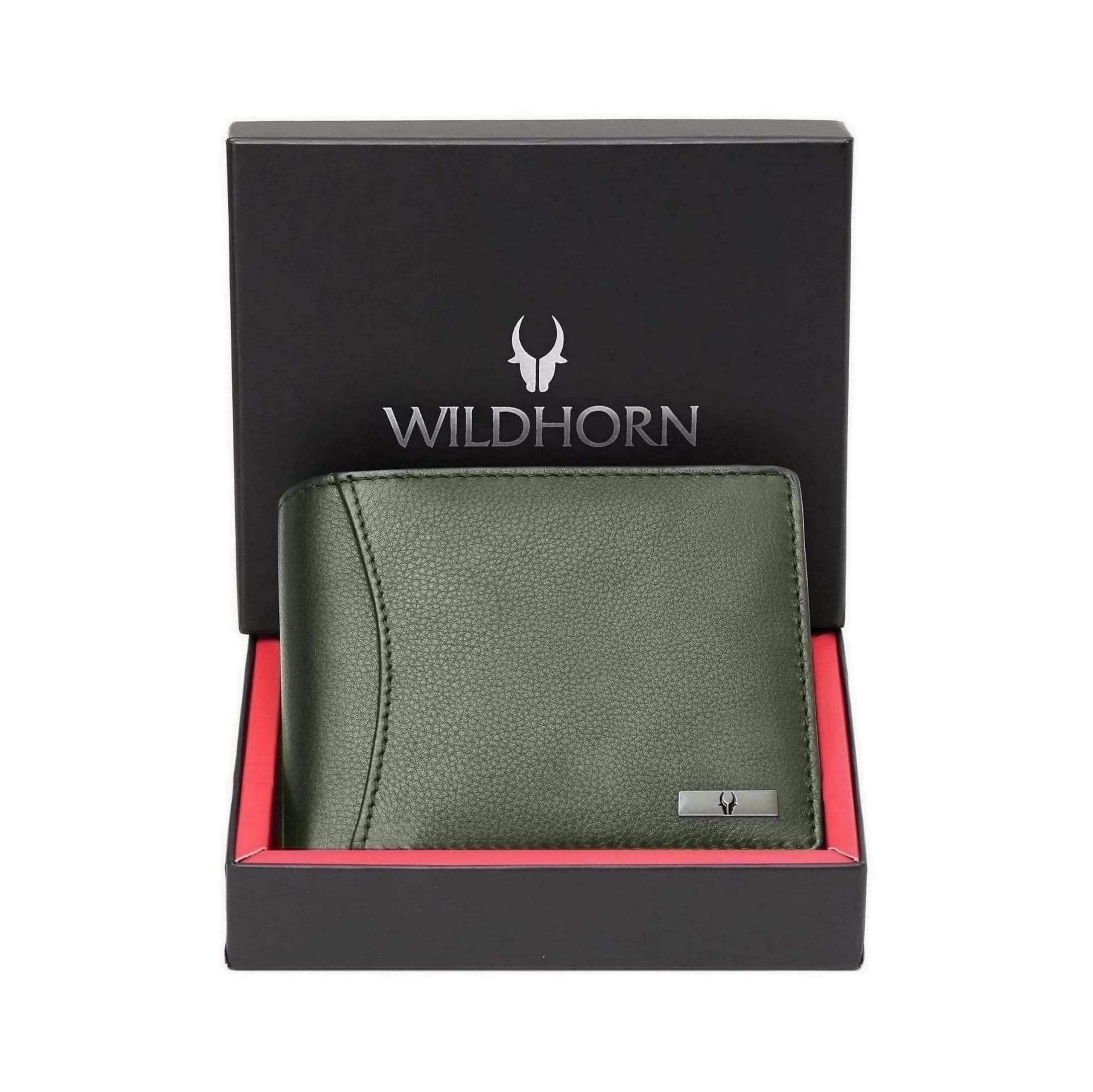 India RFID Protected Leather Men's Wallet, GREEN, Classic