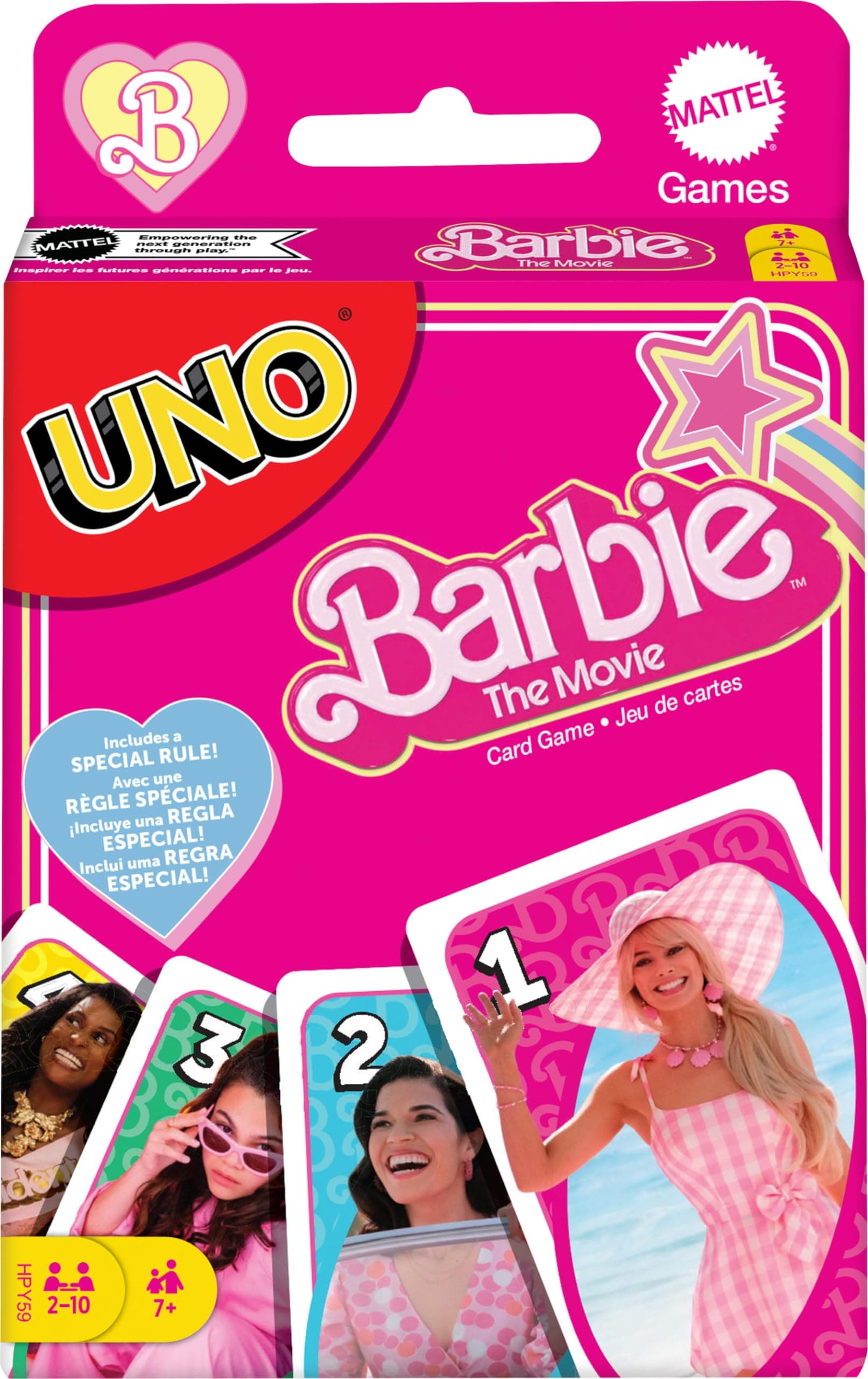 Barbie The Movie - Uno Family Card Game, with Special "Overplayed" Rule, 2 to 10 Player Version, Collectable, Children's Toy, HPY59