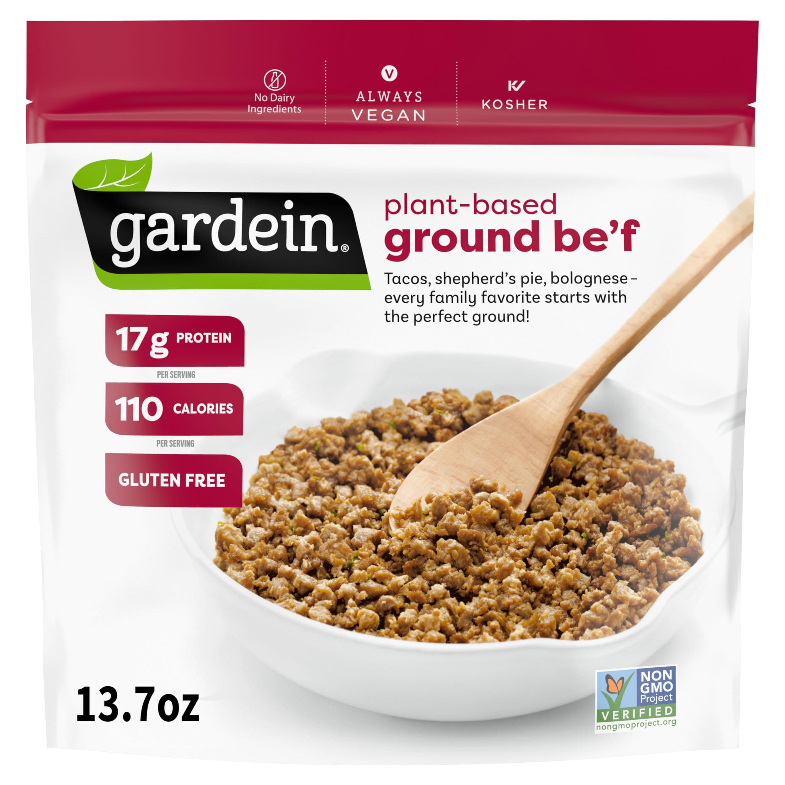 Plant-Based Ground Be'f, Vegan, Frozen Meat Alternative, 13.7 oz.