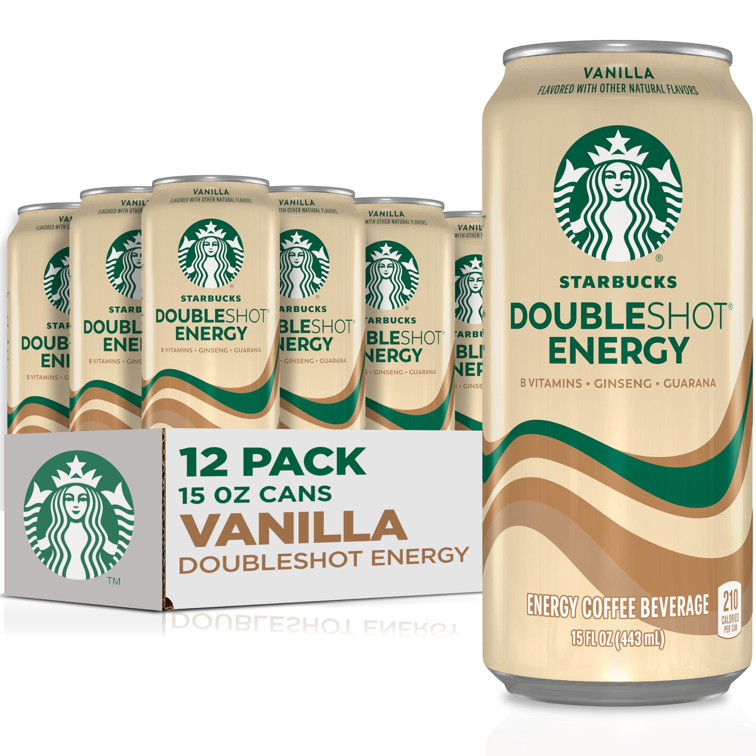 - Starbucks Doubleshot Energy Drink Coffee Beverage, Vanilla, Iced Coffee, 15 fl oz Cans (12 Pack)