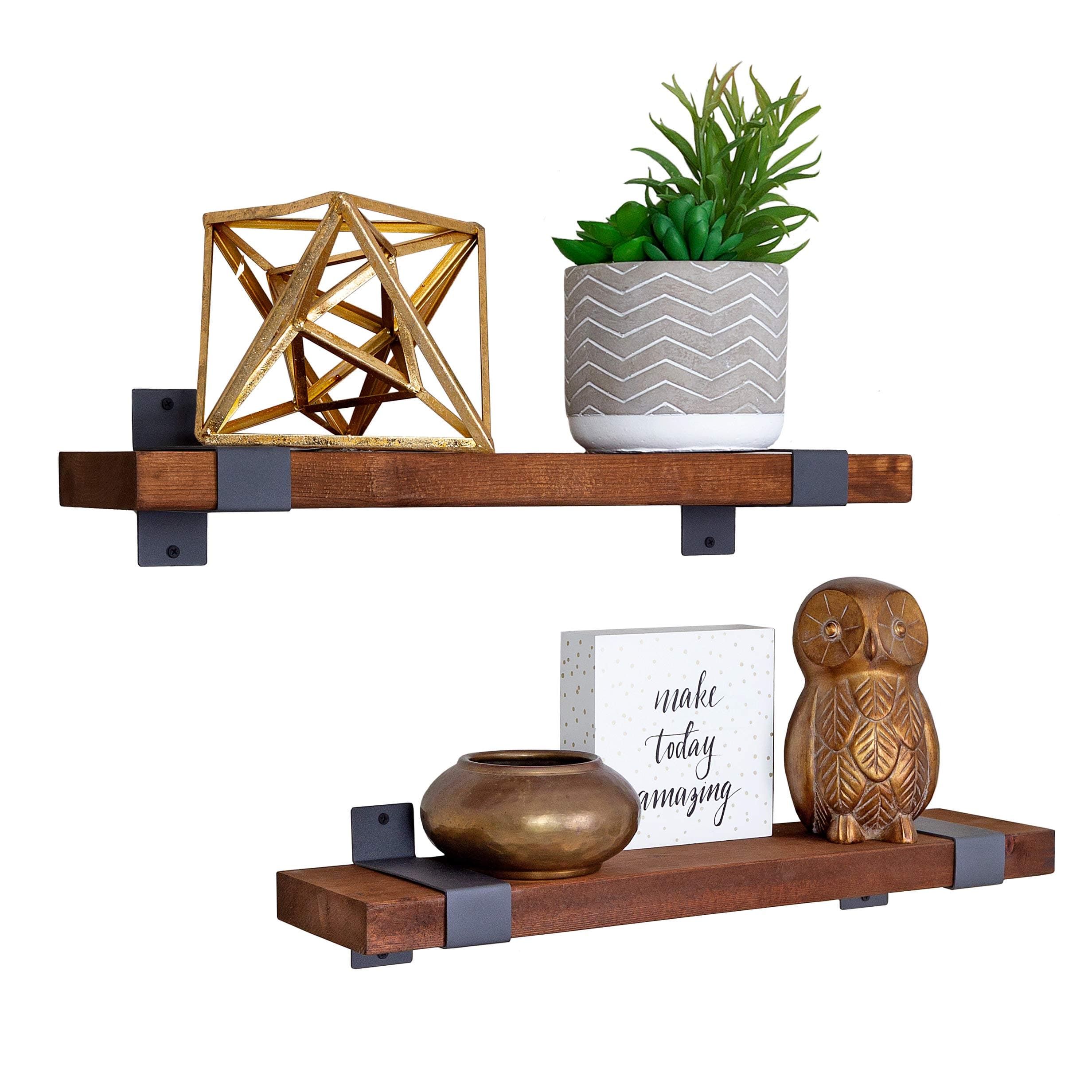 Craftsy Lyfe Rustic Floating Shelves Wooden Farmhouse Wall Mounted Shelf Industrial Reclaimed Natural Wood Decorative Bookshelf for Bathroom Bedroom Toilet Storage Kitchen Office Living Room Decor