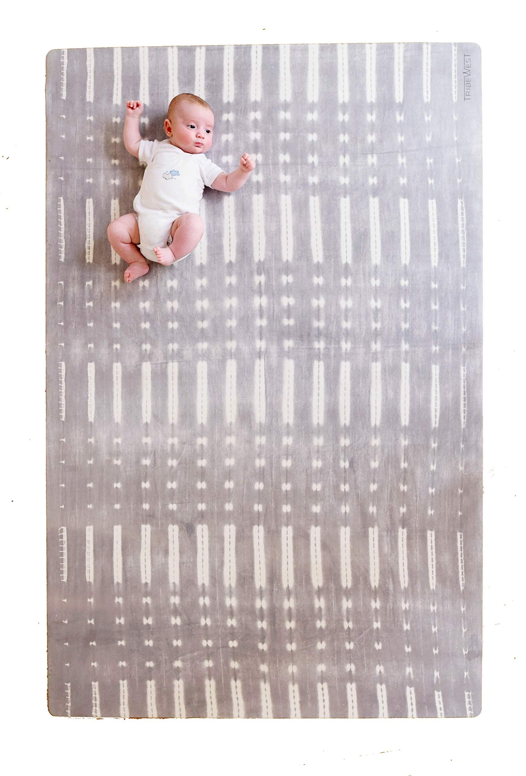 Tribe West Large, Stylish Playmat | Microfiber Suede and Durable, Eco-TPE (Mali Grey)