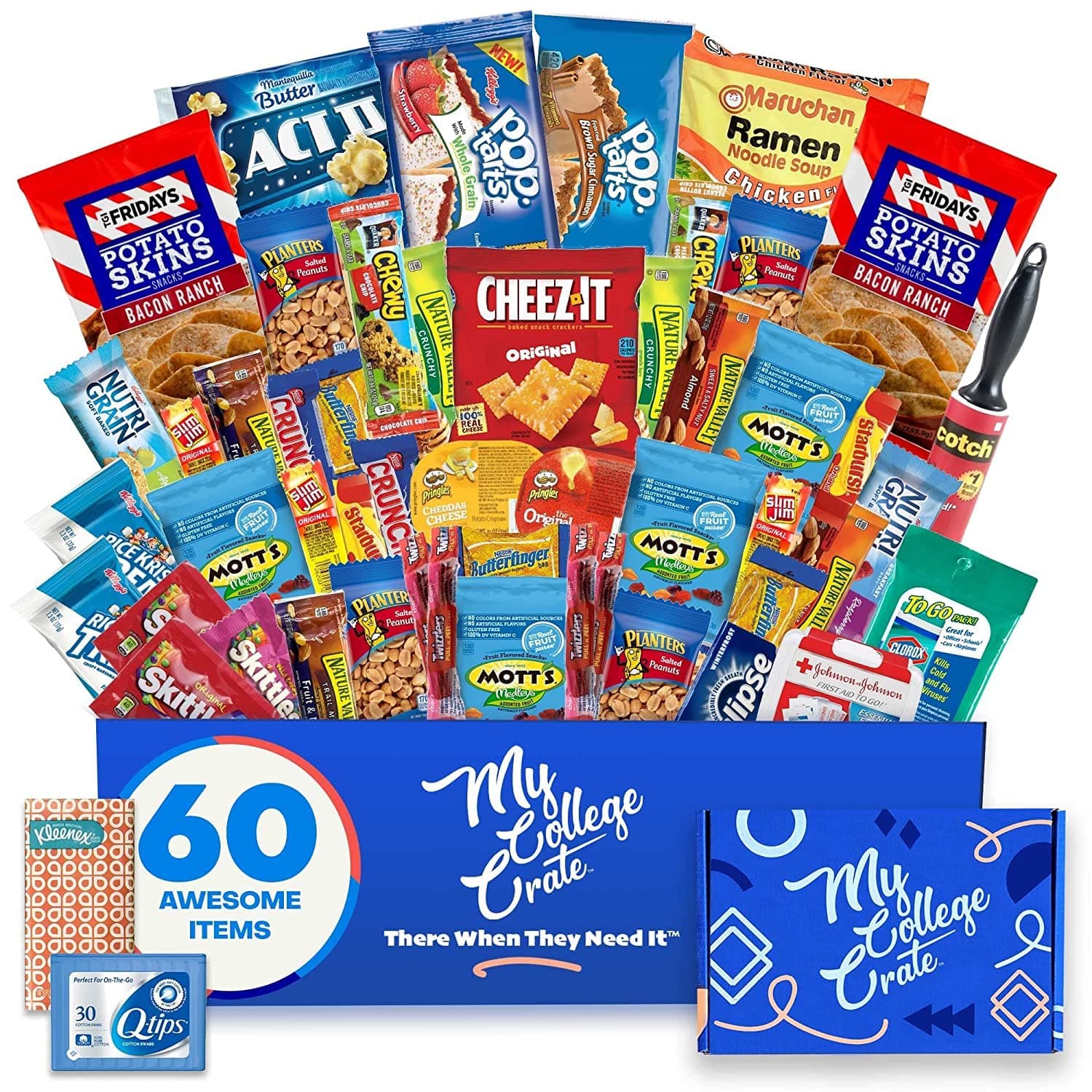 Large Ultimate Snack Care Package for College Students - Variety Assortment of Cookies, Chips & Candies - 60 Snacks includes 5 Personal Care Items - The Original College Survival Kit