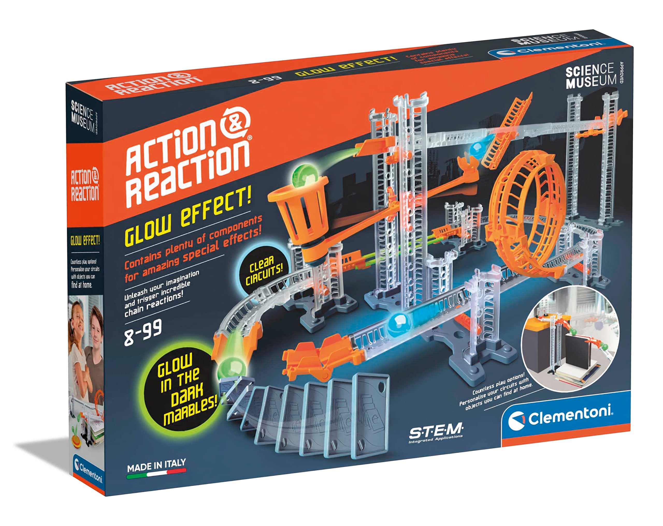 Clementoni 61353, Action&Reaction Glow Effect Building toy for Children, Ages 8 Plus