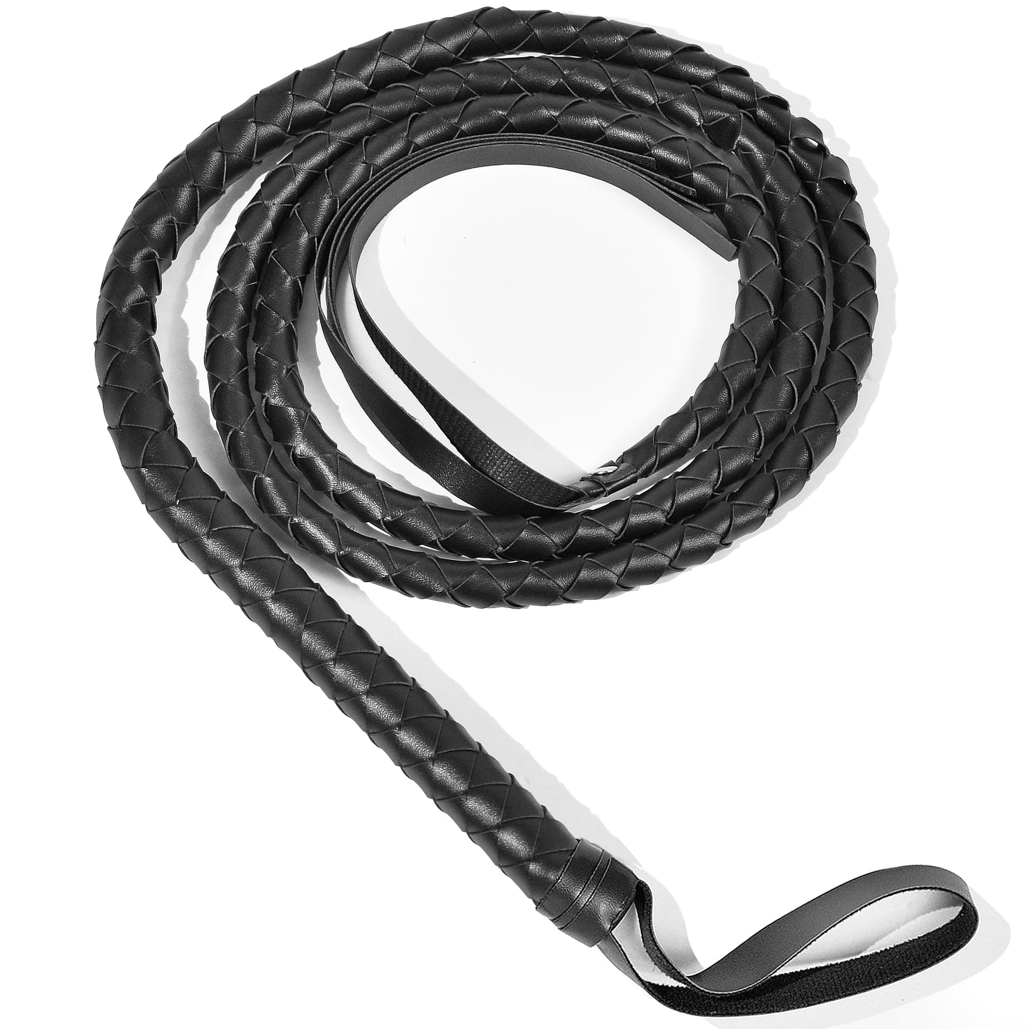 U-Goforst Faux Leather Black Whip - 6.5' Woven Costume Accessories Whips - 1 Piece