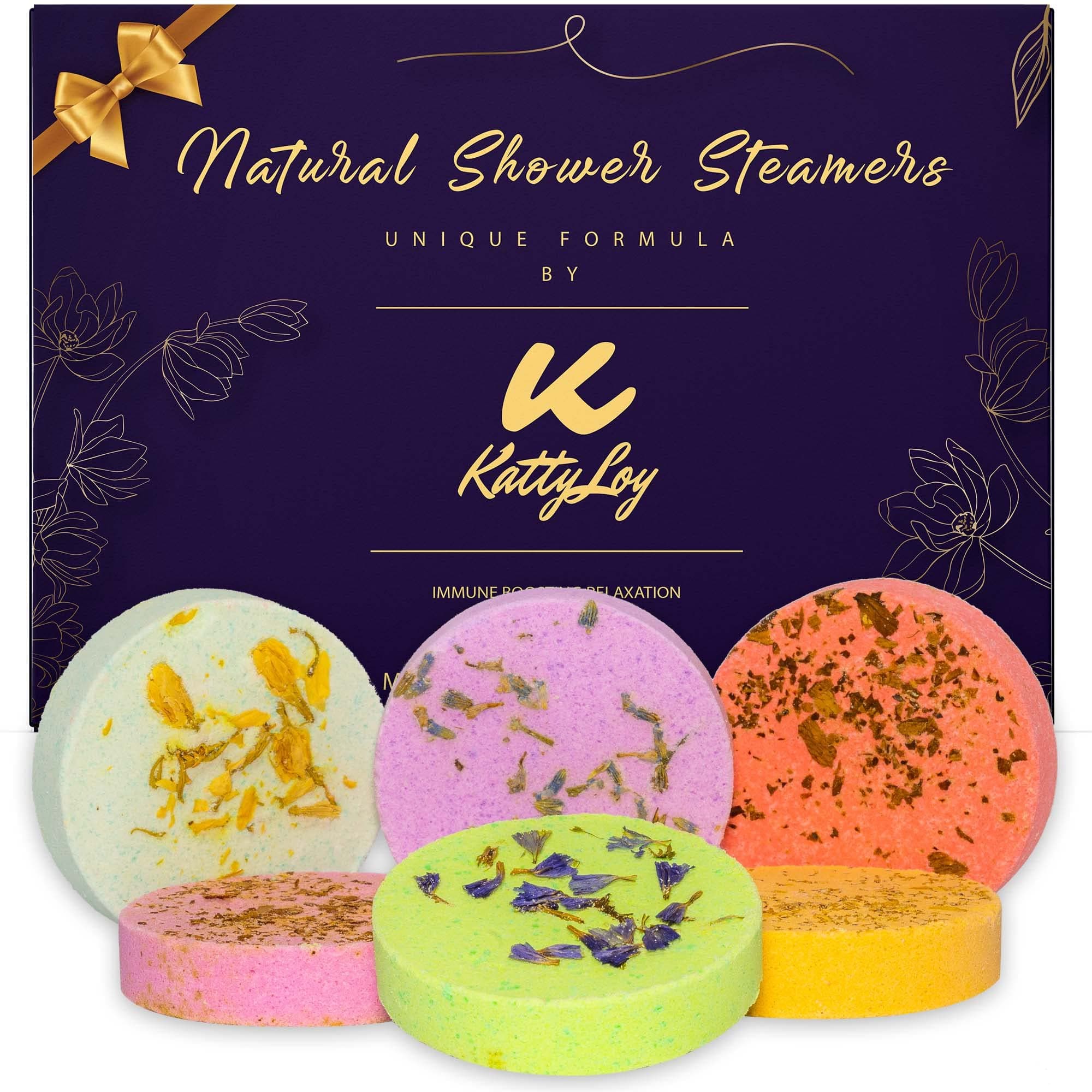 Natural Shower Steamers Bath Bombs Fizzer Set Luxury Home Spa - Gift for Women Her Girl Girlfriend Mum Nan Wife - Lavender Rose Mint - Novelty Birthday Present Christmas Stocking Filler