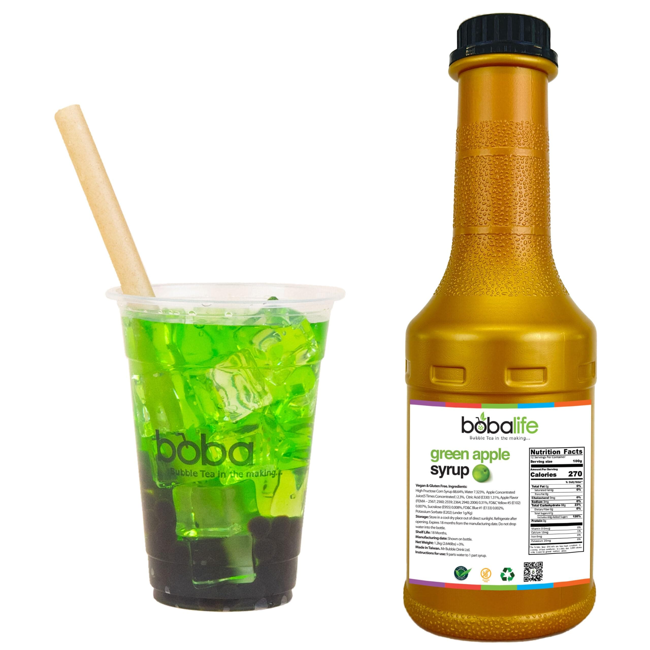 Apple Bubble Tea Syrup (1.2kg) | 25-30 Servings (Variable Serving Size) | Premium & Authentic Ingredients | Vegan & Gluten Free
