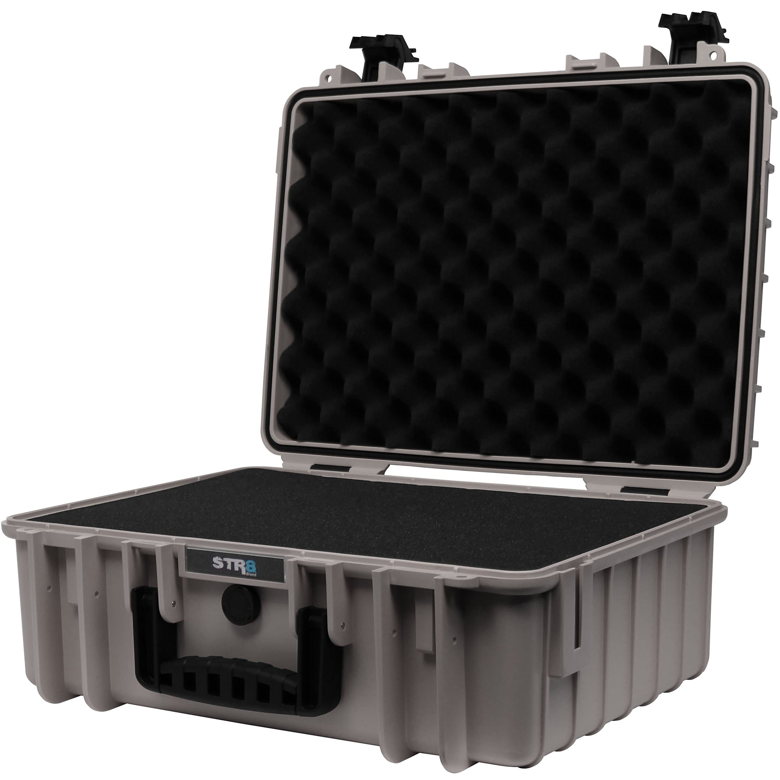 17" Weather Resistant, Smellproof, Lockable, Glass Protector, Outdoor Carrying Case for Multi-Purpose with Pluck Foam (WOLF GREY) - STR8 Brand