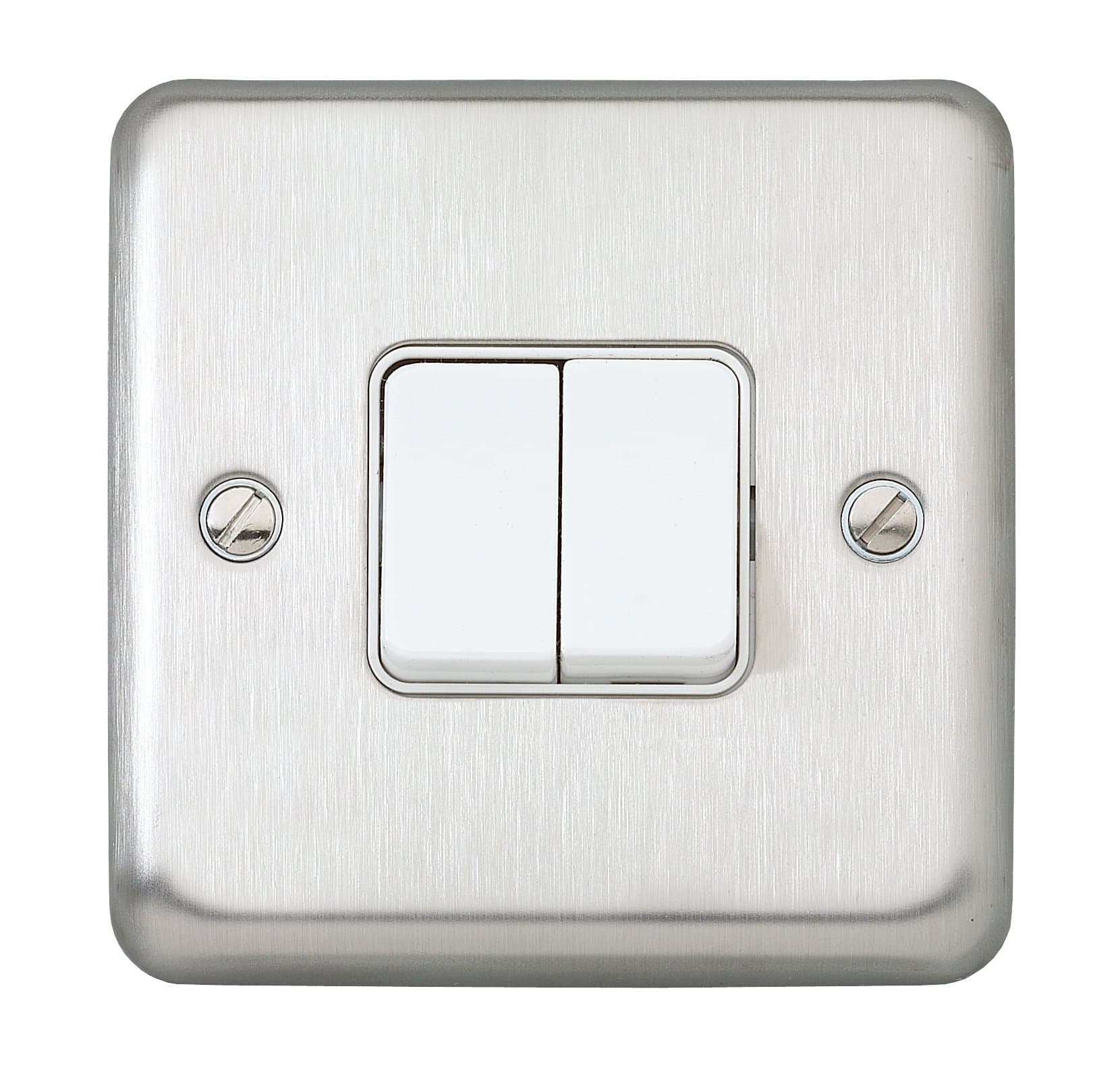 MK Albany Plus K4672BSS 10A 2-Gang 2-Way Single Pole Switch, Brushed Stainless Steel
