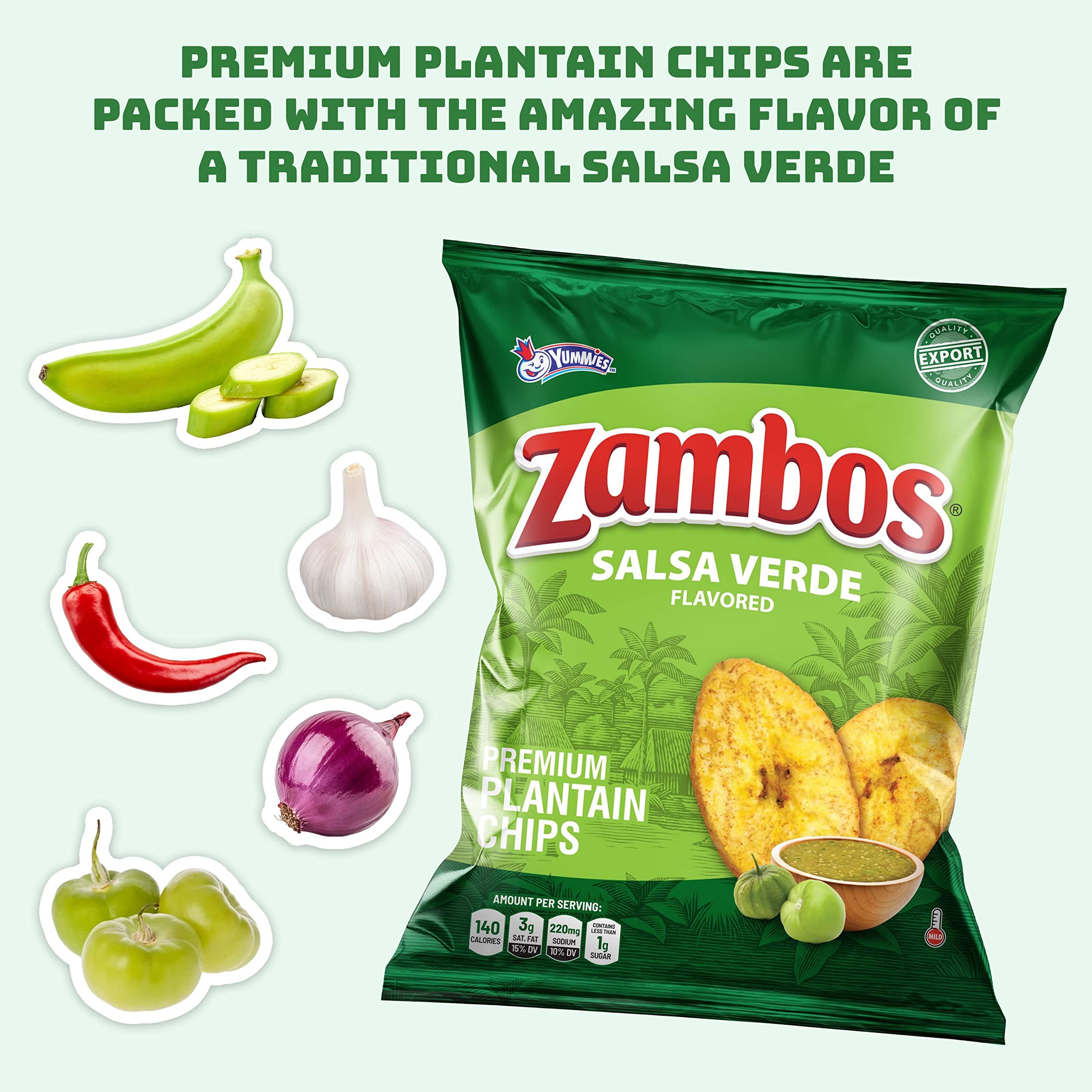 Zambos Plantain Chips Salsa Verde (Pack of 4)