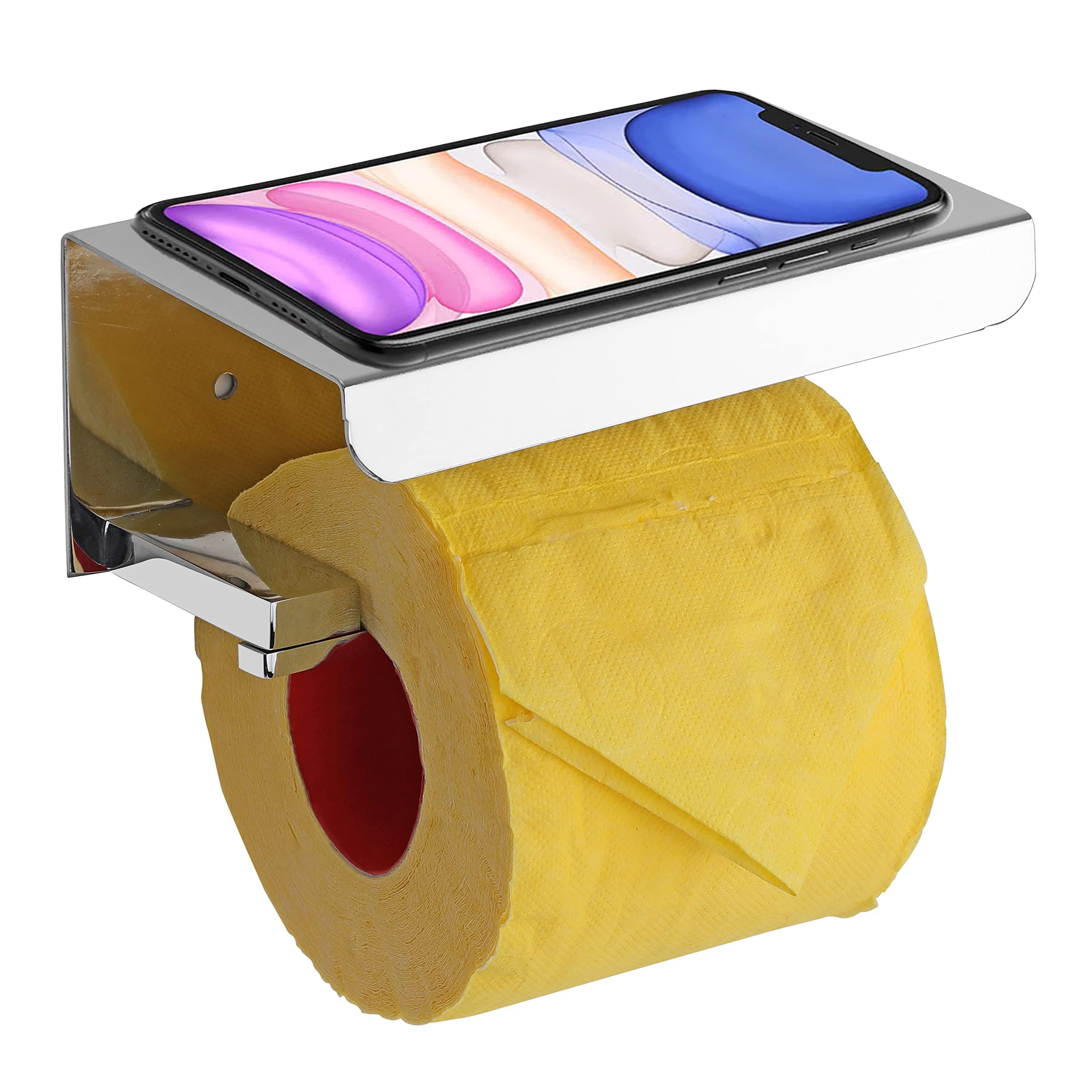 RAHI Stainless Steel Toilet Paper Holder with Mobile Stand, Toilet Paper Roll Holder for Bathroom Accessories (Stainless Steel (Full, 1)