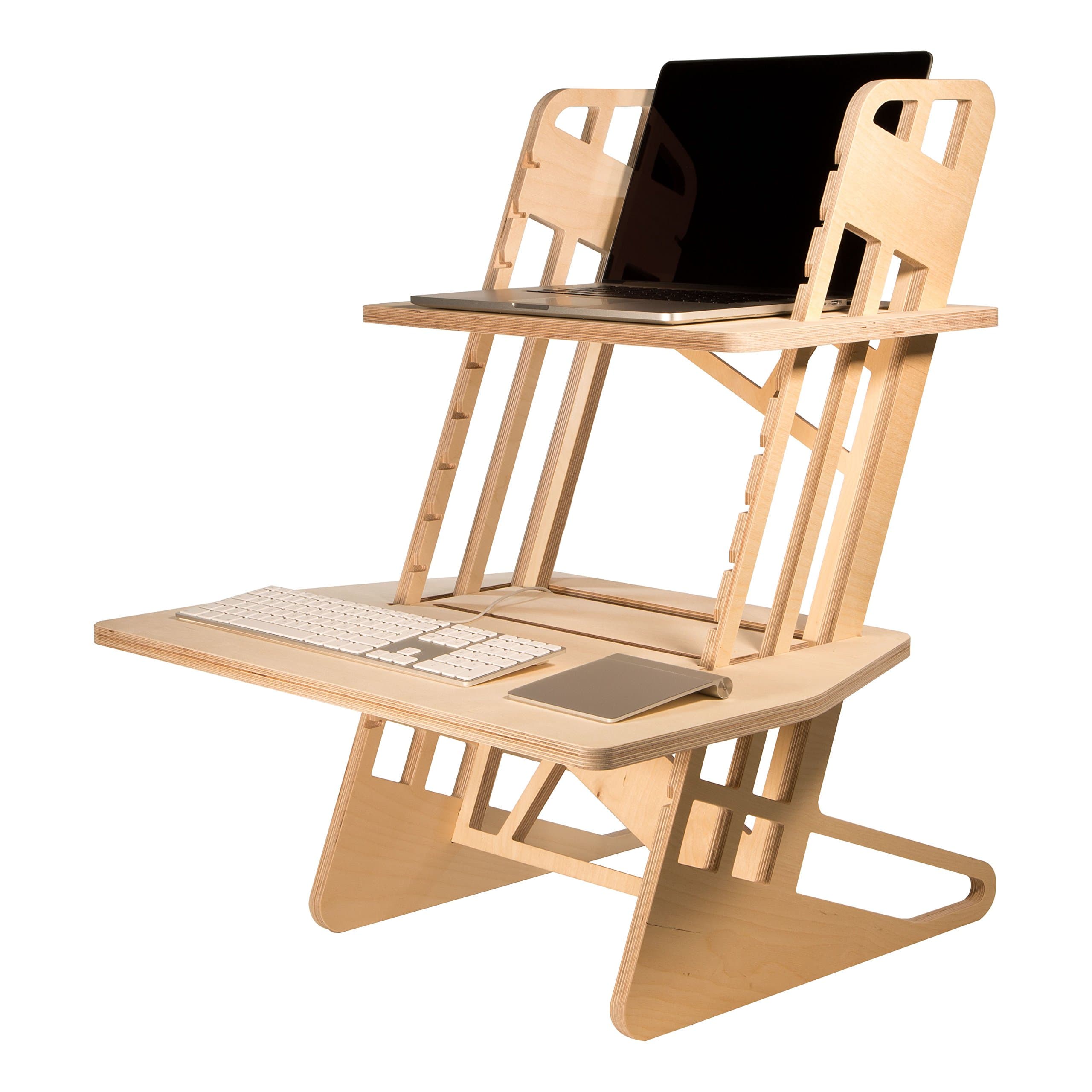 Helmm Standing Desk Converter - S-Desk '22' - Adjustable Height Wooden Stand Up Desk