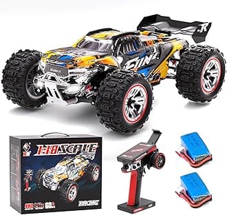 1/18 Scale All Terrains RC Cars for Adults, Brushless 37 MPH Fast Electric Car with 2.4 GHz Remote Control, 4X4 Off-Road Truck with Two Rechargeable Batteries, Gifts for Boys