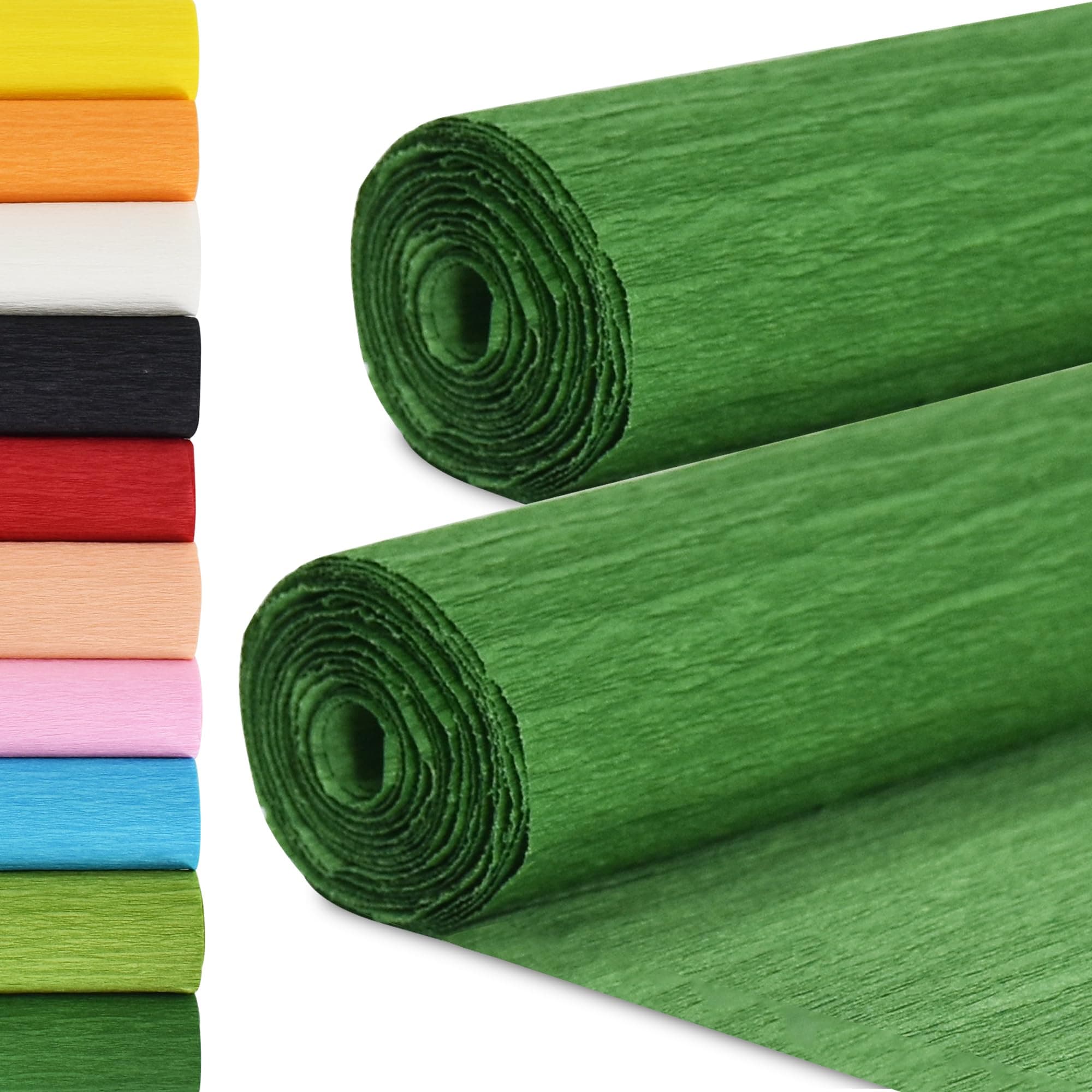 BEISHIDA Dark Green Crepe Paper Roll, 9.8 Inch Wide 8ft Long Crepe Paper Sheet for Flower Making, Wedding Ceremony, Birthday Holiday Party Decoration,DIY Craft(2Rolls)