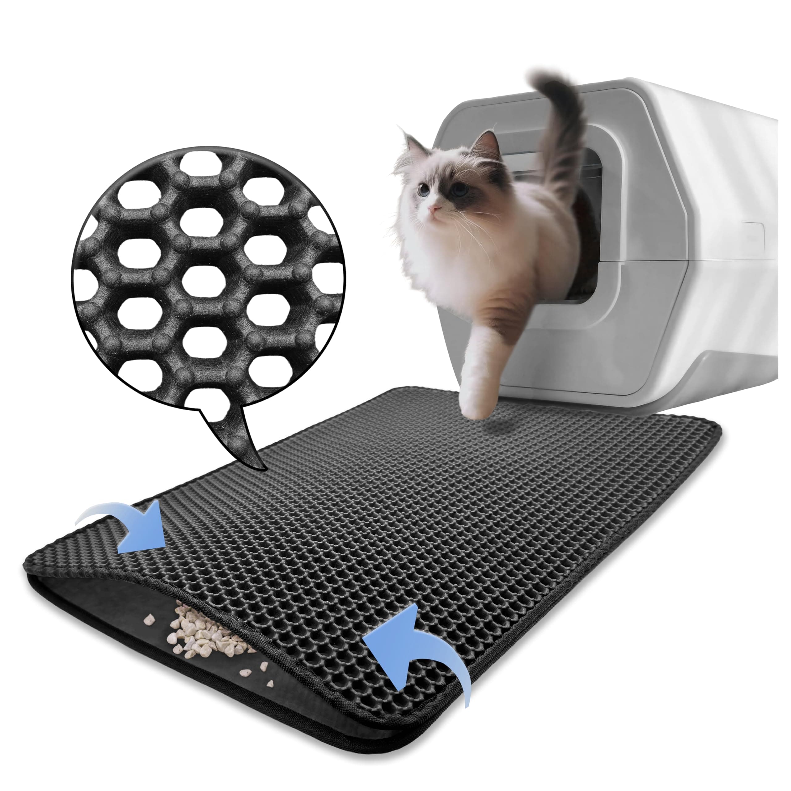 HTTMT- (29.5x23 inch) Pet Supplies Cats Litter & Housebreaking 75X58 Black Cat litter Mat Double Layer Pad Trapper Folding Pad EVA Foam Rubber