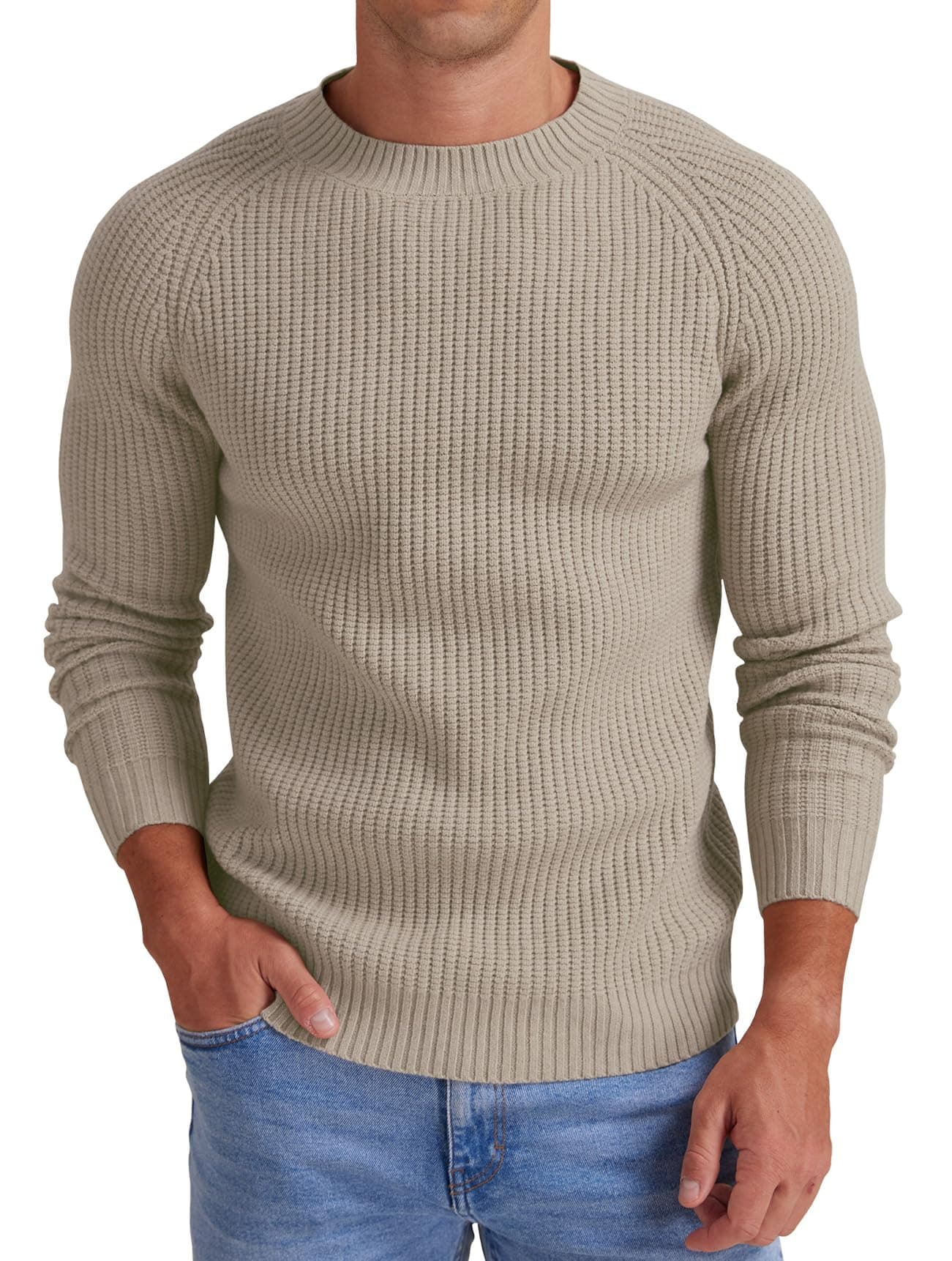 Men's Crewneck Casual Sweater Structured Knit Soft Casual Pullover