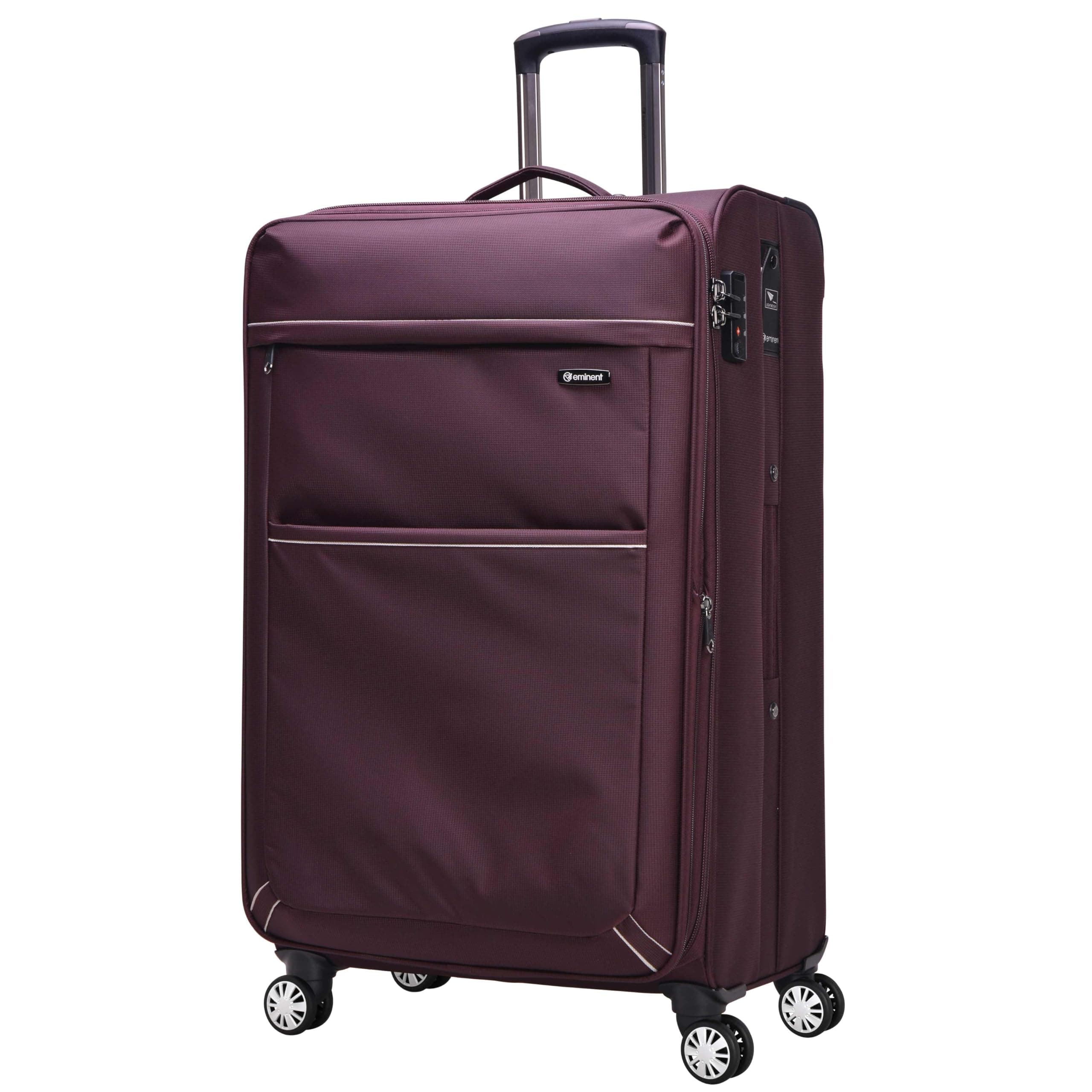 Expandable Luggage Trolley Bag Soft Suitcase for Unisex Travel Polyester Soft Shell Luggage Lightweight with TSA lock Double Spinner Wheels V6093SZ (Checked Luggage 28-Inch, Purple)