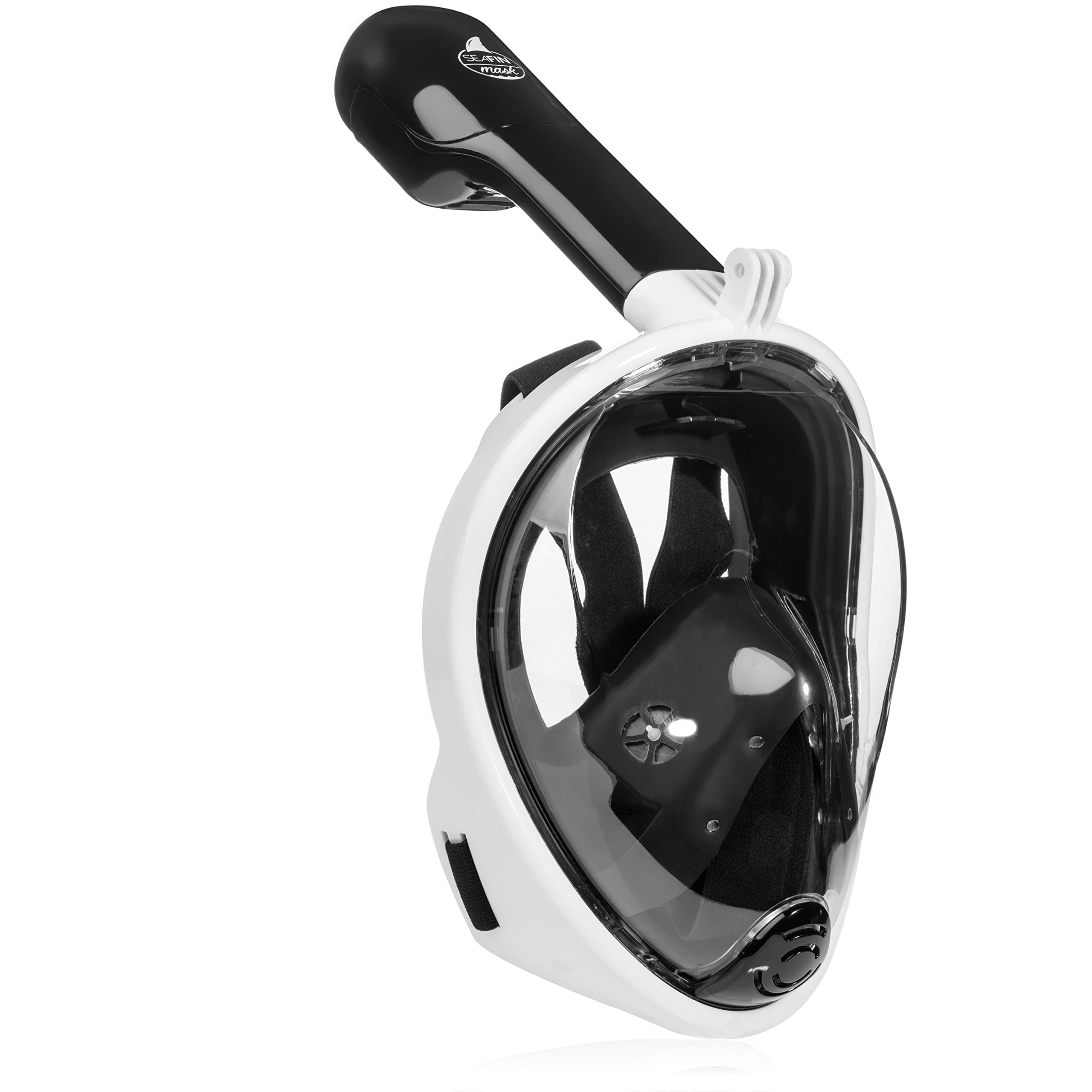 SeaFin Mask Full Face Snorkel Mask Technology. Anti-Fogging, Anti-Leaking. GoPro Edition. Adult & Youth. (L/XL) (White-Black GoPro)