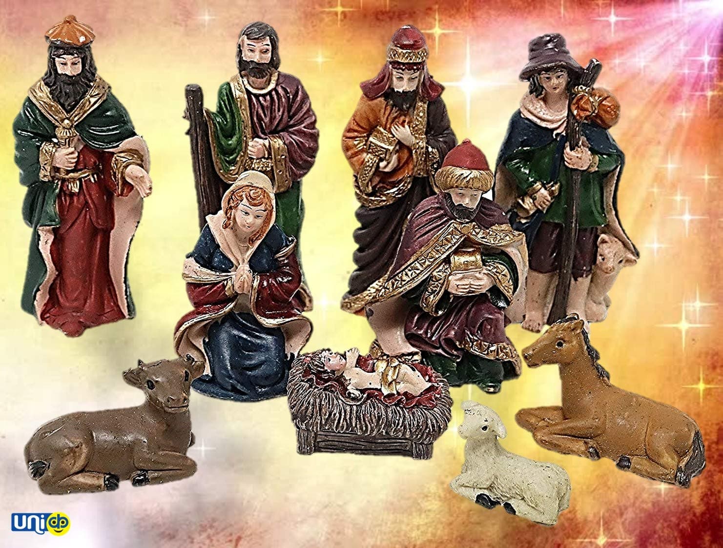 Selling Uniqness Marble Christmas Decoration Nativity Crib Set (3.45 inch, Multicolour)