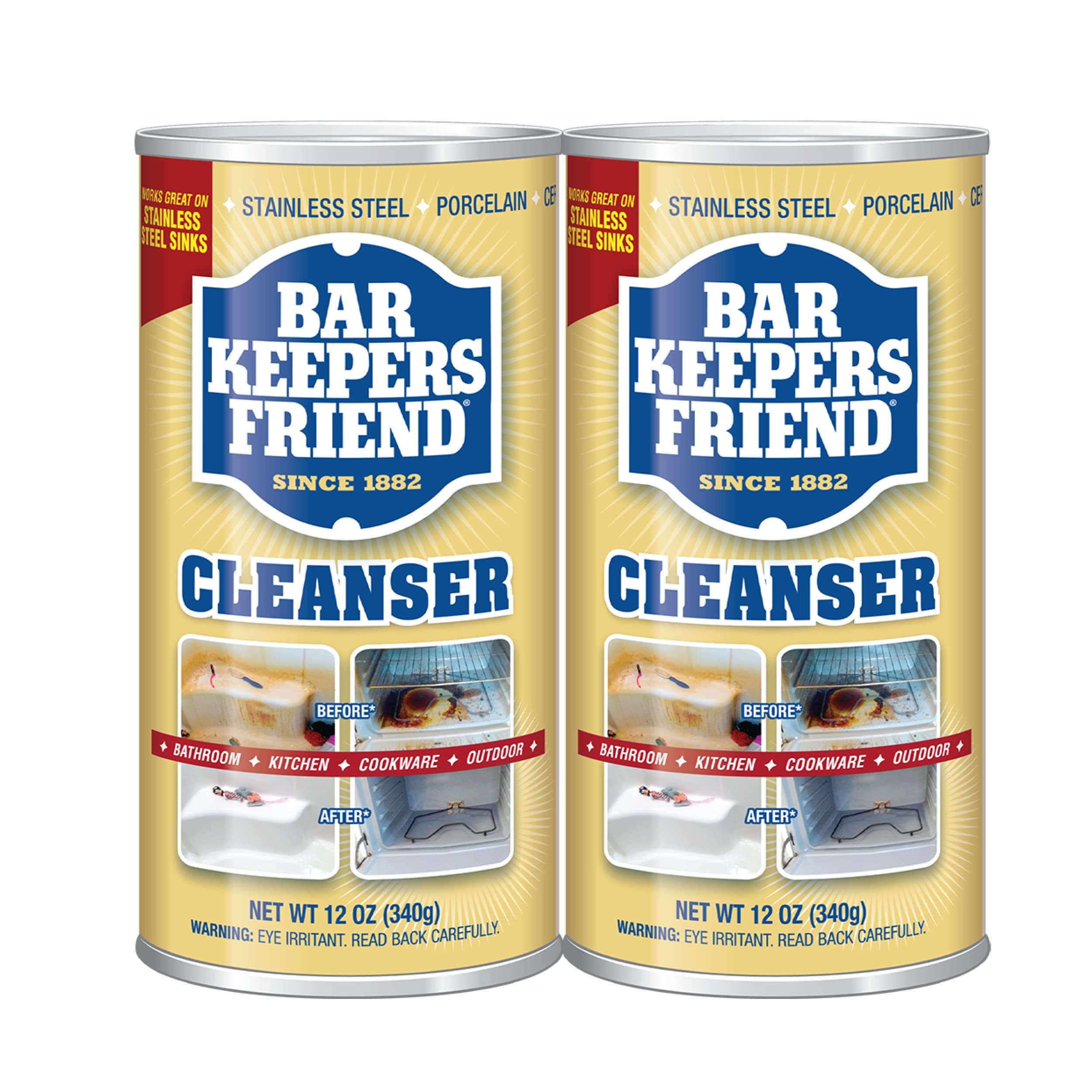 Powder Cleanser 12 Oz - Multipurpose Cleaner & Stain Remover - Bathroom, Kitchen & Outdoor Use - for Stainless Steel, Aluminum, Brass, Ceramic, Porcelain, Bronze and More (2 Pack)