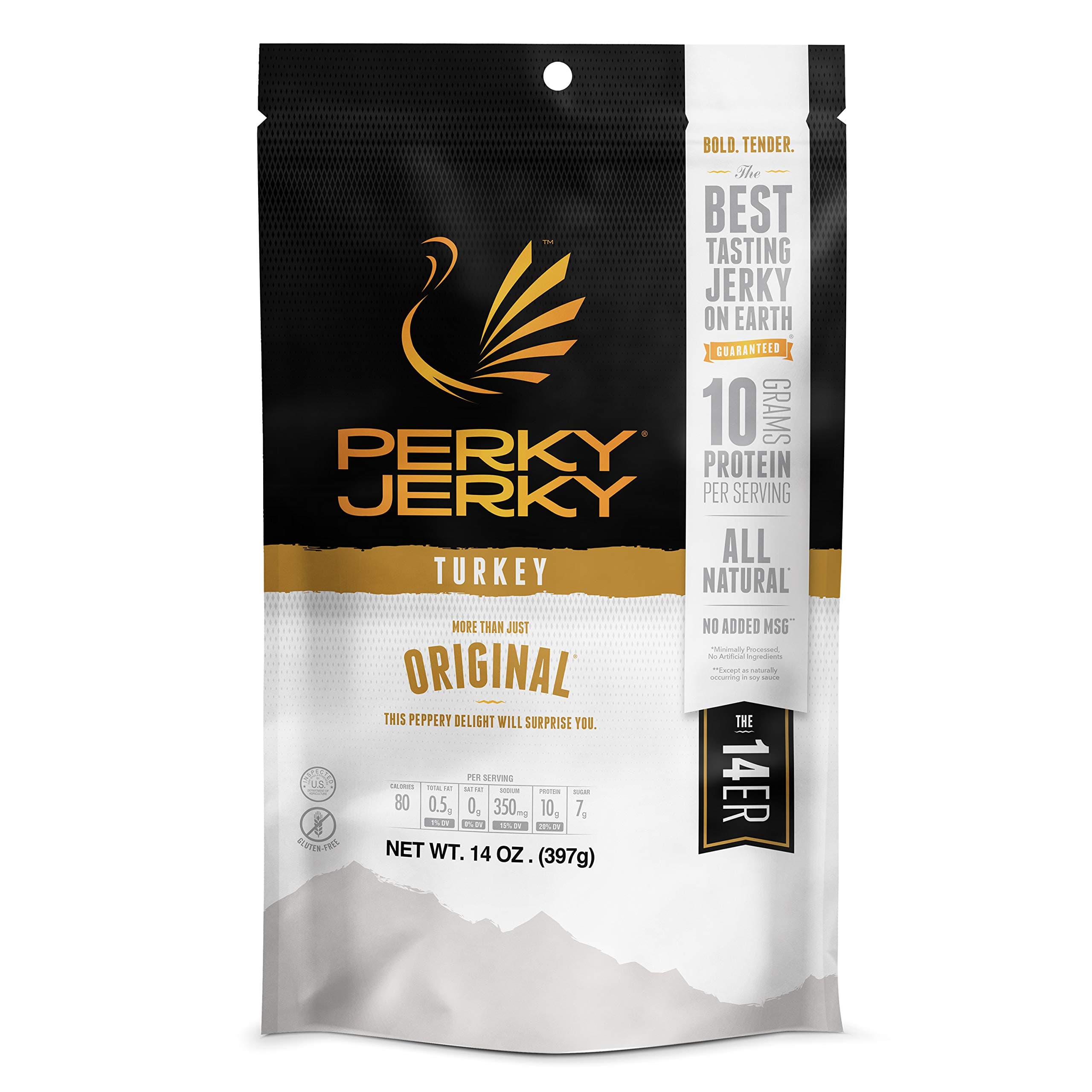 Original Turkey Jerky, 14oz - Low Sodium - 10g Protein per Serving - Low Fat - 100% U.S. Sourced - Handcrafted, Tender Texture and Bold Flavor