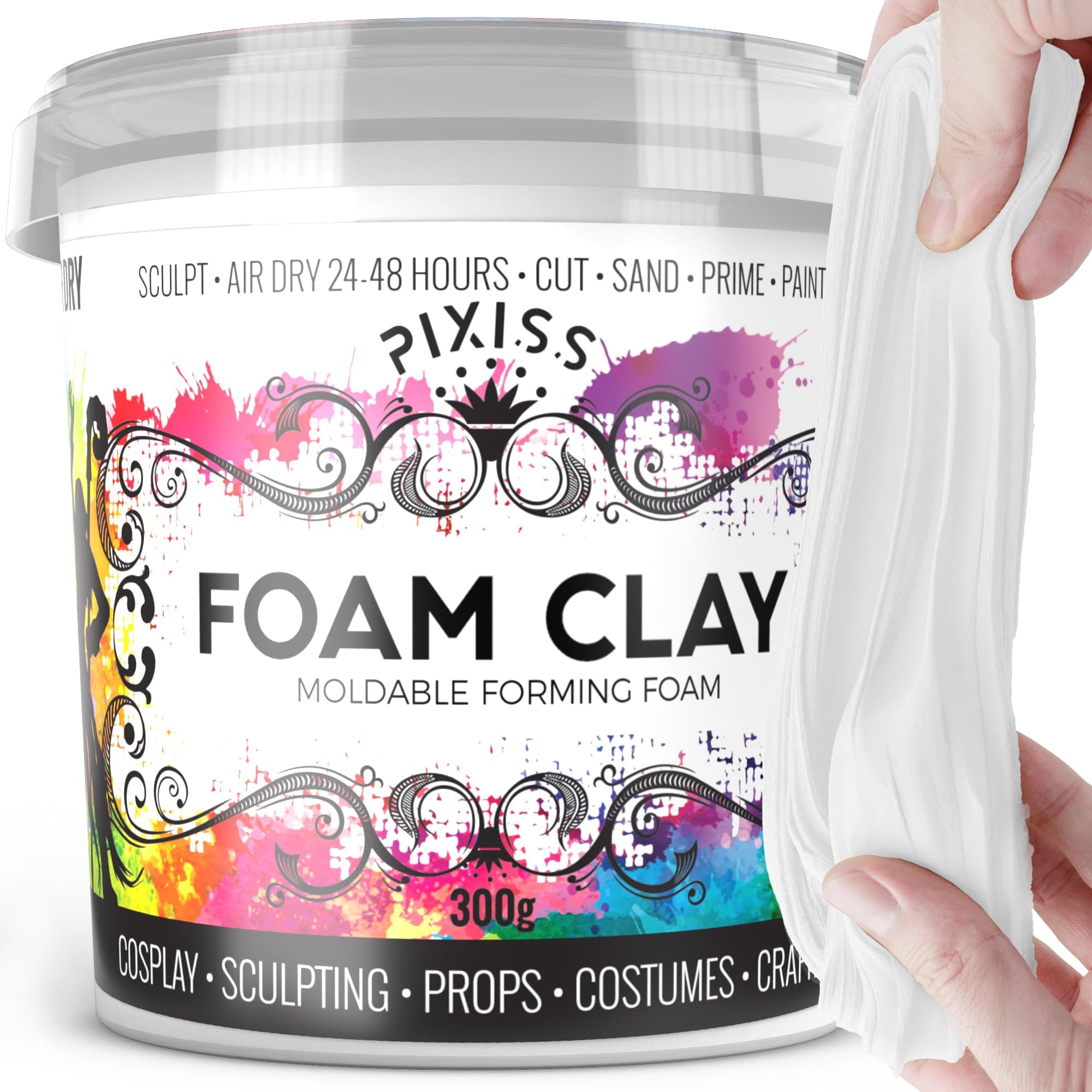 Moldable Soft Sculpting Cosplay Foam Clay (White) (300 Gram) - High Density, Perfect for Intricate Designs | Air Dry | Great for Cutting with Knife or Rotary Tool, Sanding or Shaping