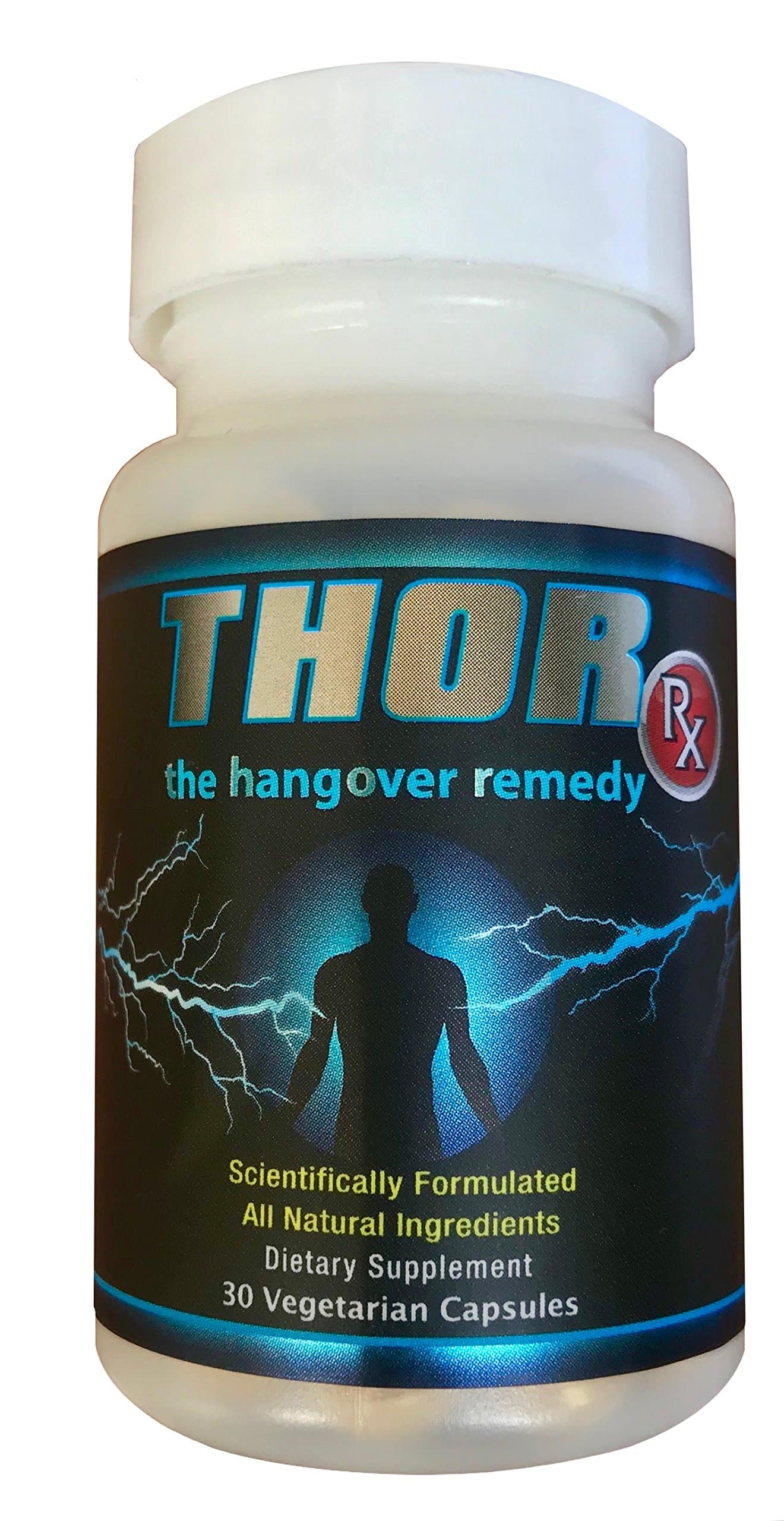 Thor Rx for Hangovers - Leading Remedy, Recovery and Prevention - Scientifically Formulated to Relieve Symptoms of Drinking Alcohol When Hungover – (30 Vegetarian Capsules)