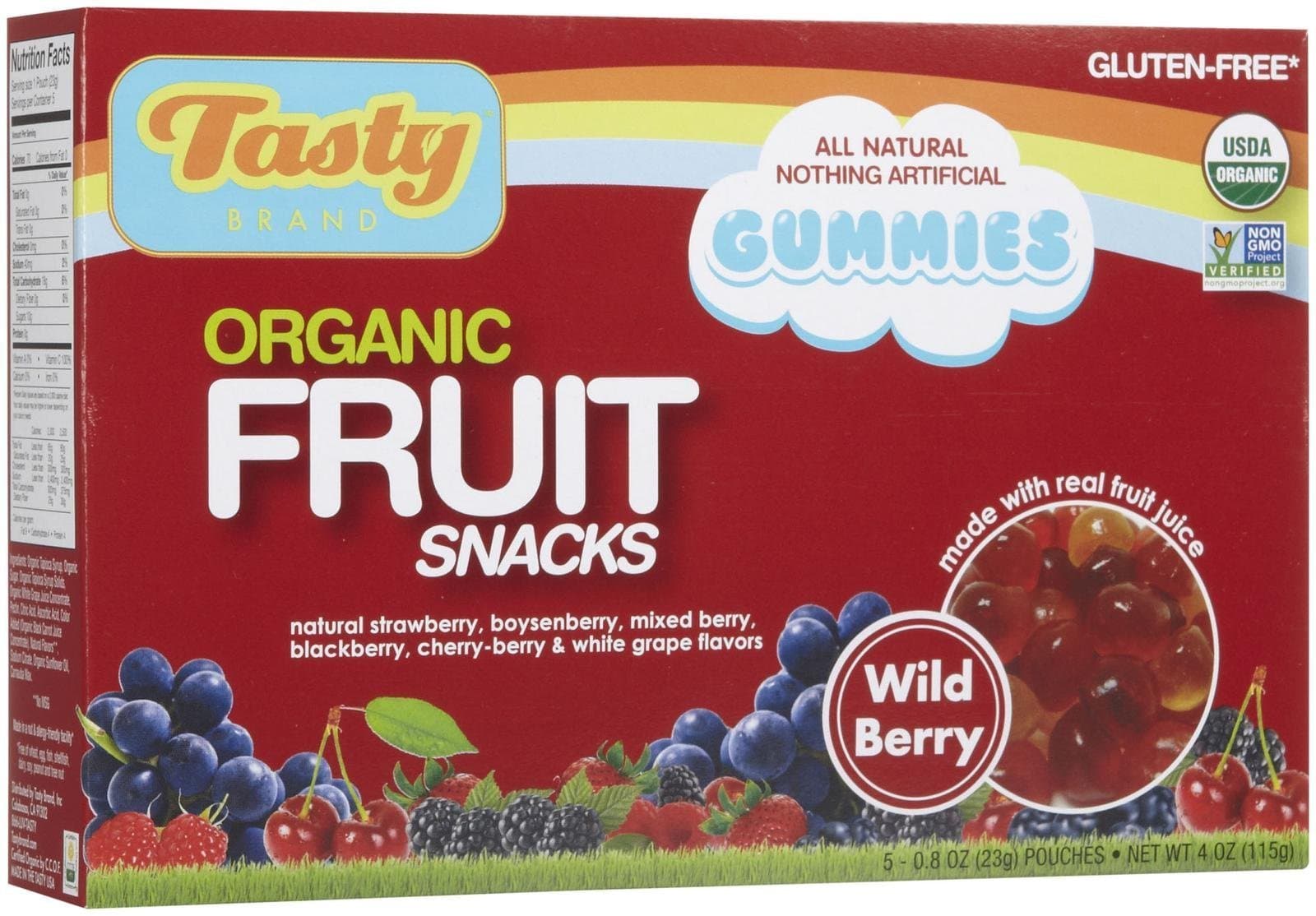 Tasty Brand Fruit Snacks - Wild Berry - 0.8 oz - 5 ct