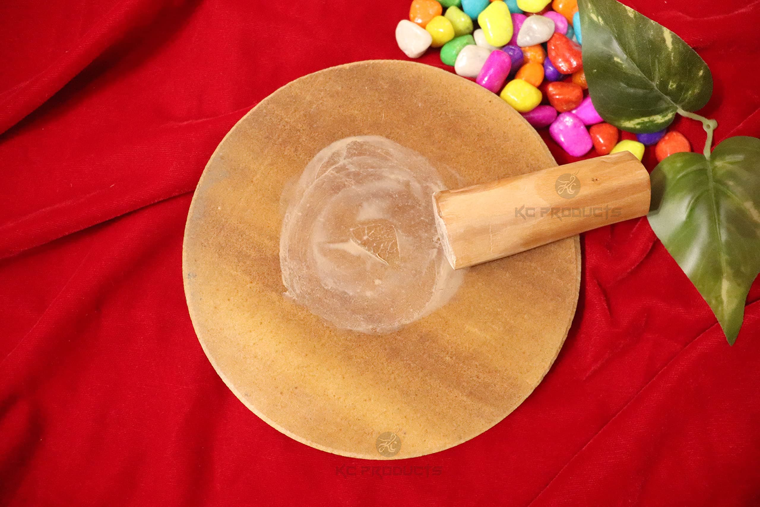 Chandan Rubbing Stone chakla Pata with Sandalwood, Chandan Stick -4inch for Pooja Paath Tilk Havan & Beauty [1 Board with 1 Stick]