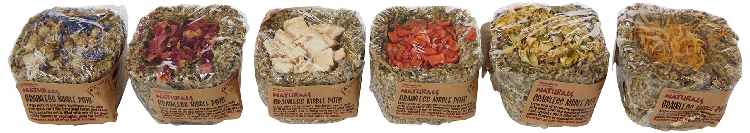 Naturals Grainless Nibble Pots, Small Animal Treat and Gnaw Toy for Rabbits, Guinea Pigs, Chinchillas, Degus, Hamsters, Gerbils, Mice and Rats (Pack of 12 Pots)