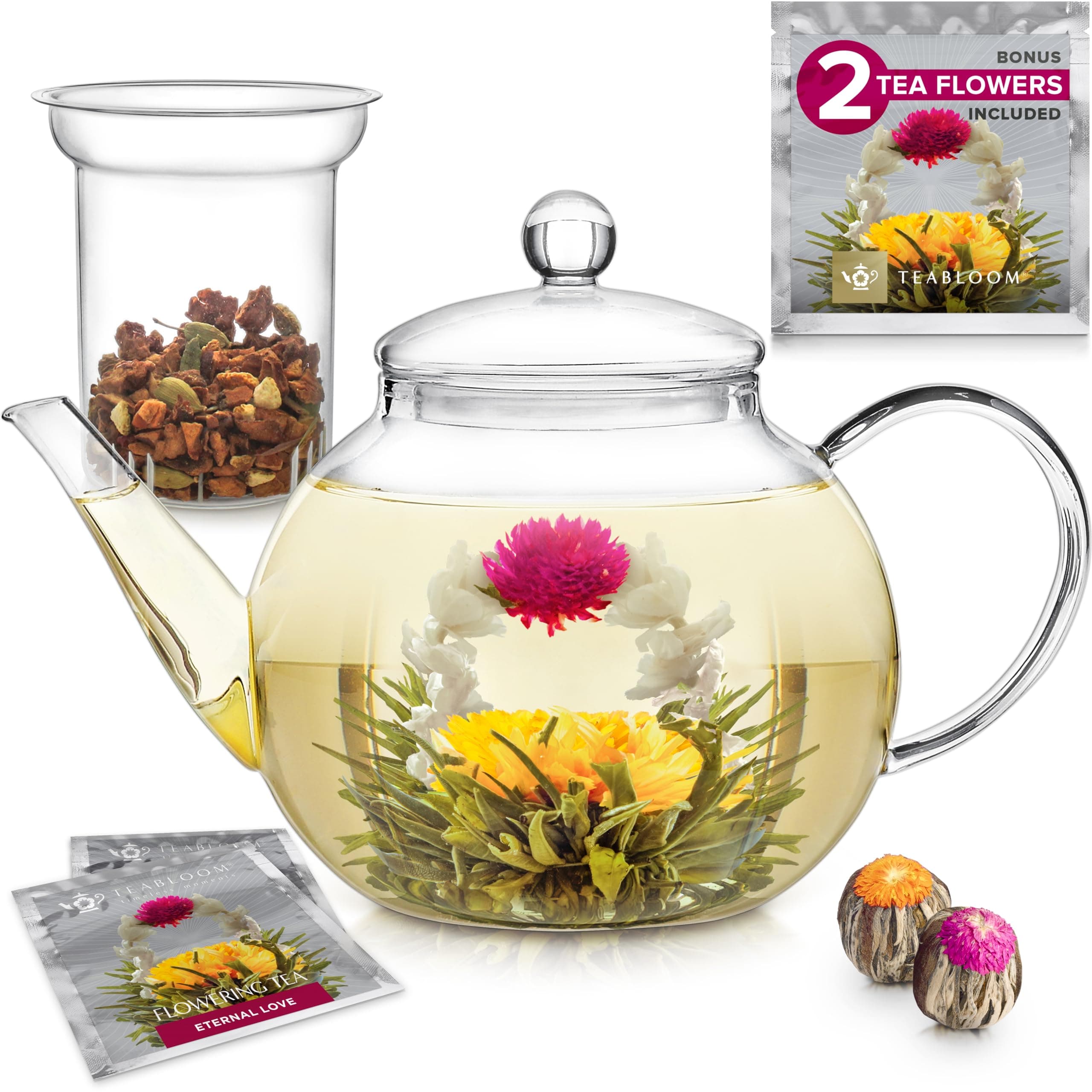 Teabloom Teapot Set Classic Teapot + Glass Infuser Clear