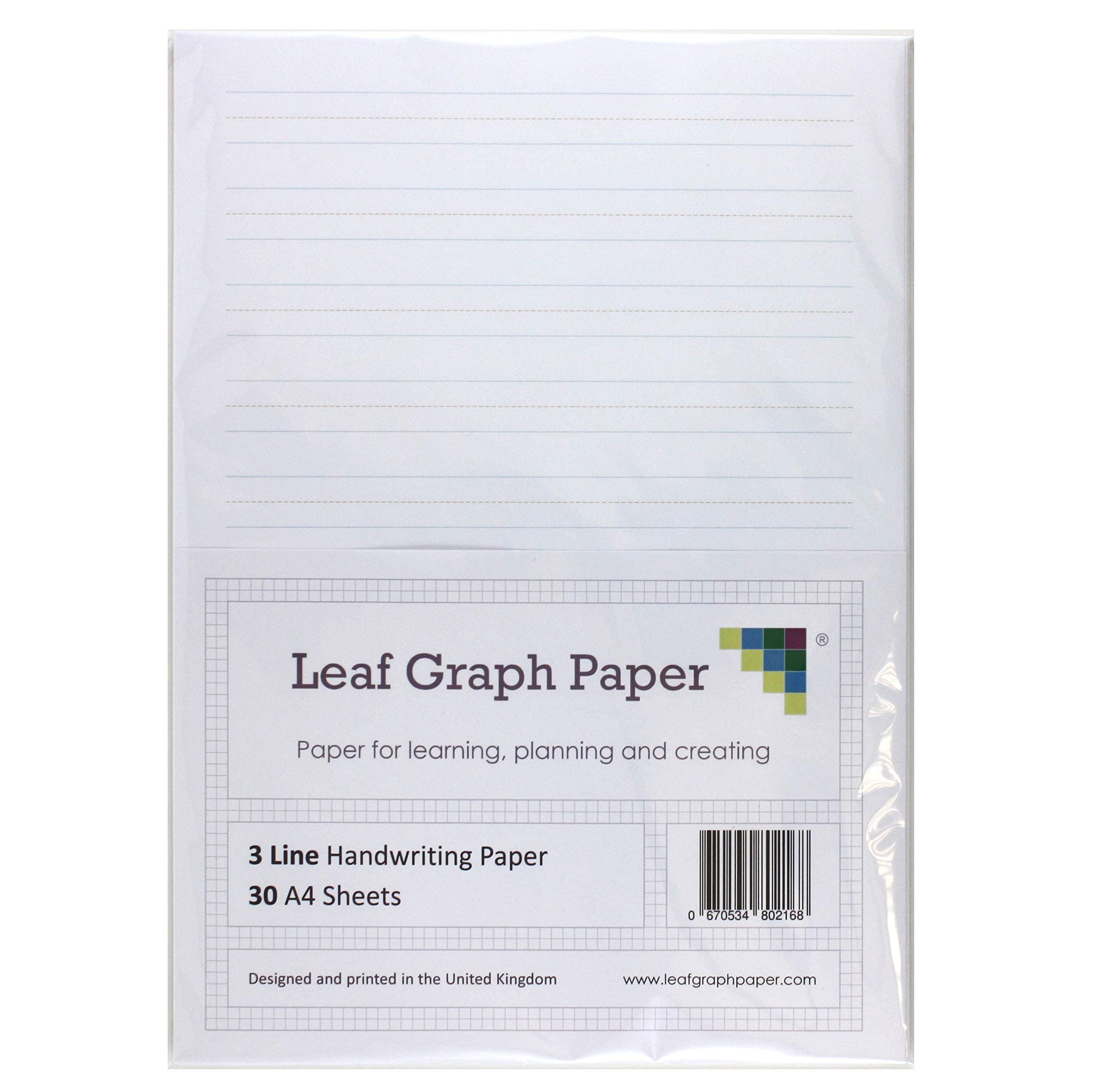 A4 Handwriting Paper Pack 3 Line Style - 30 Loose-Leaf Sheets