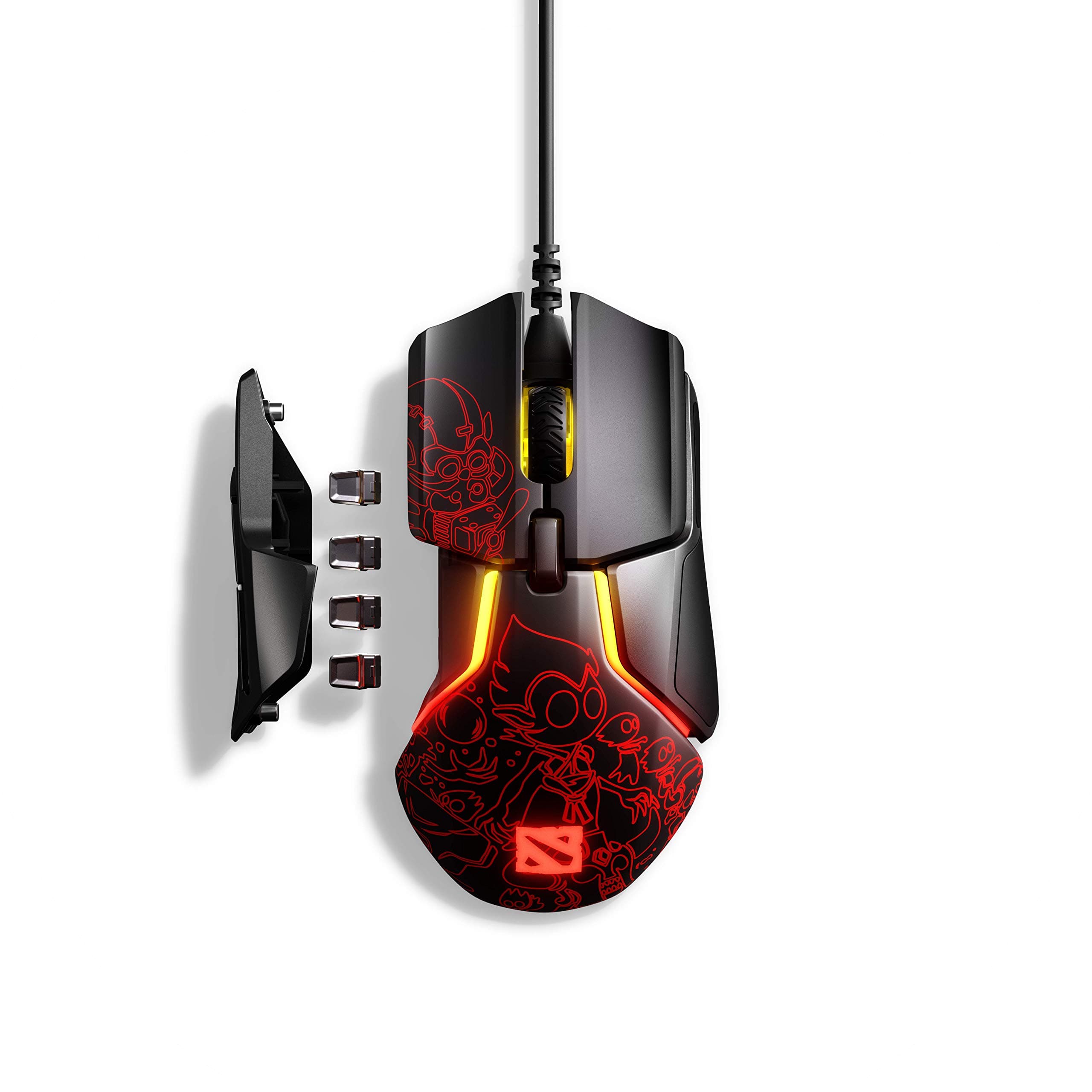 SteelSeriesRival 600 Dota 2 Edition Gaming Mouse - 12,000 CPI TrueMove3+ Dual Optical Esports Sensor - 0.5 Lift-off Distance - Weight System - RGB Lighting