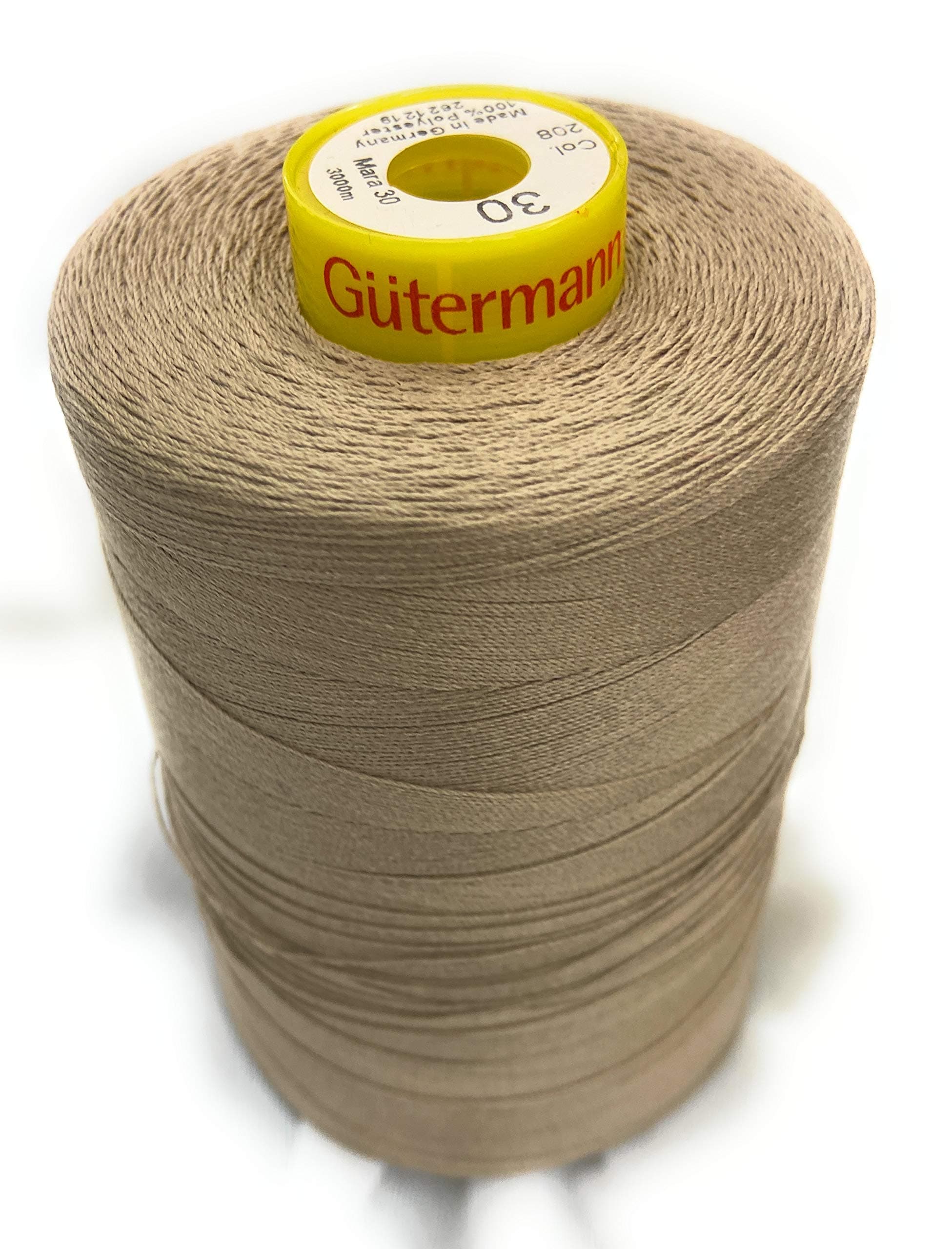 Gutermann Strong Sewing Thread in Mara 30,-3280 Yards Polyester,Color TAN Thread #2806,Top Stitch, Buttonhole, Carpet Mara 30.