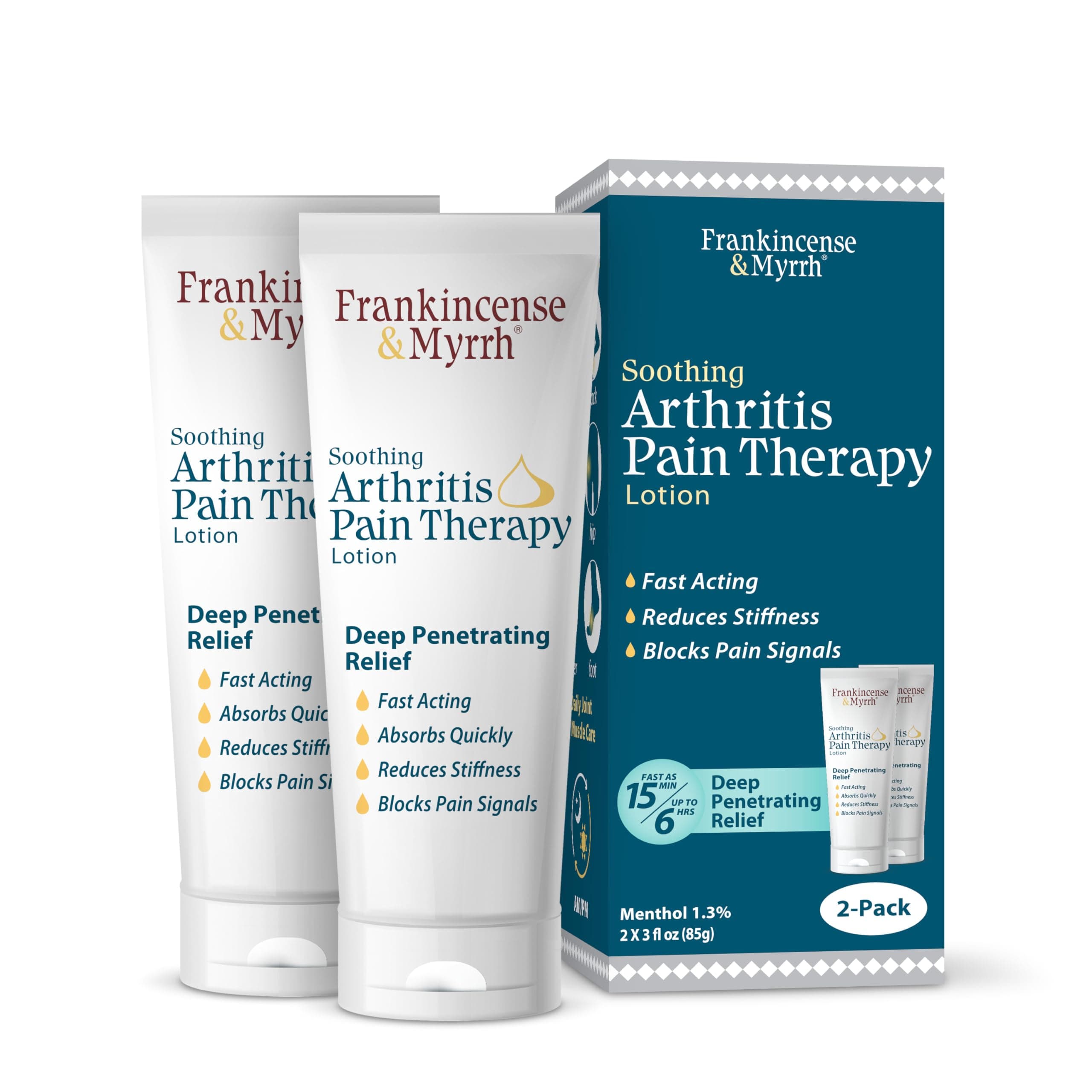 - FRANKINCENSE & MYRRH Arthritis Pain Reliever Therapy Lotion – Topical Arthritis Pain Relief Cream and Hydrating Skin Repair, Body Relief for Sciatica, Knee, Back, Joints, Neck, Hands, 3 Oz - 2 Pack