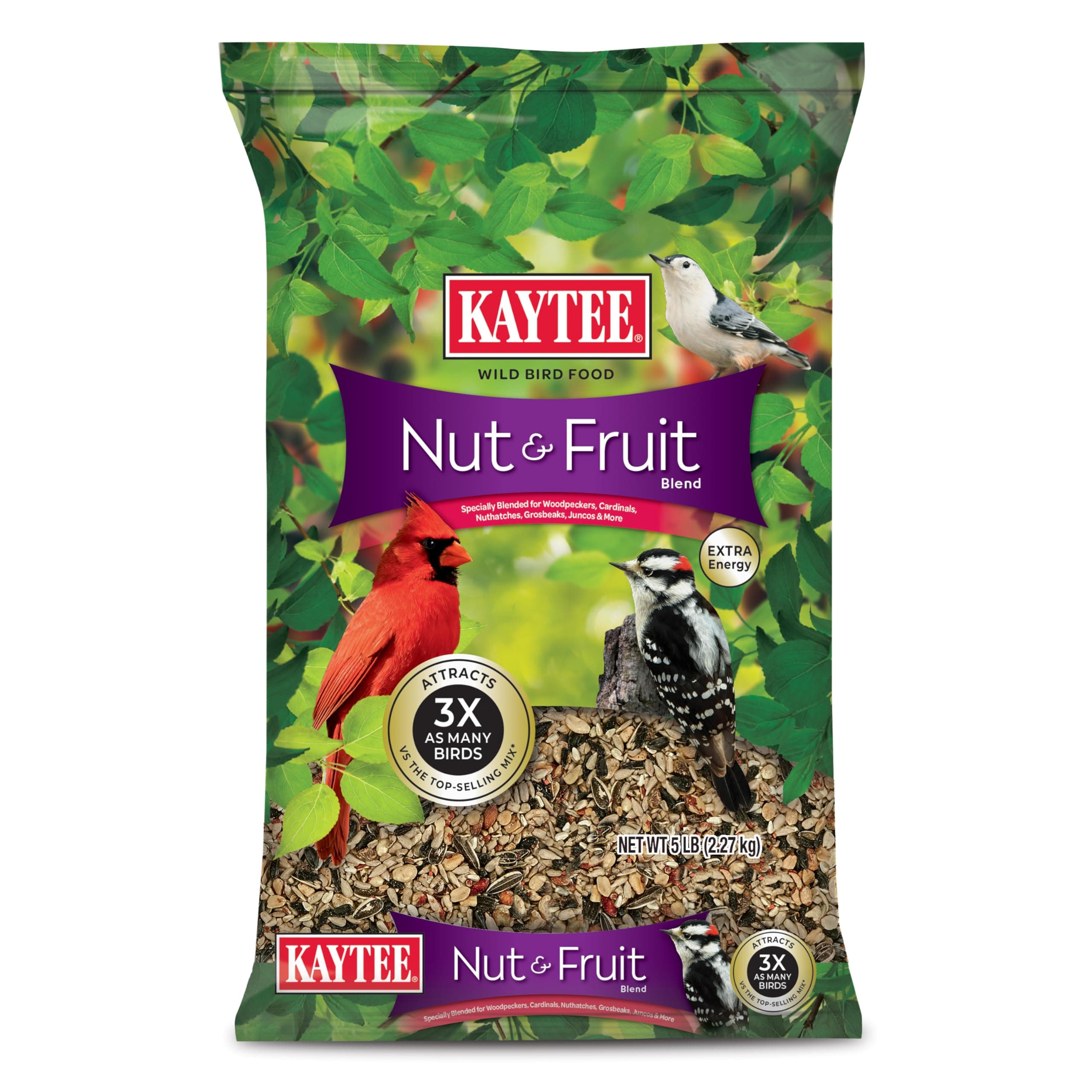 Kaytee Nut & Fruit Wild Bird Food Cherries,Peanuts,Raisins,Safflower,Striped,Striped Sunflower,Sunfl