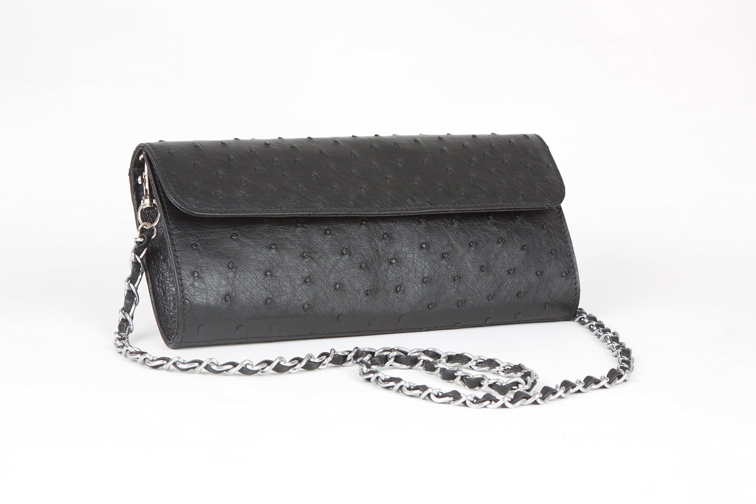 Tokai Black 100% Authentic Free Range Ostrich Leather Clutch Handbag Made in South Africa