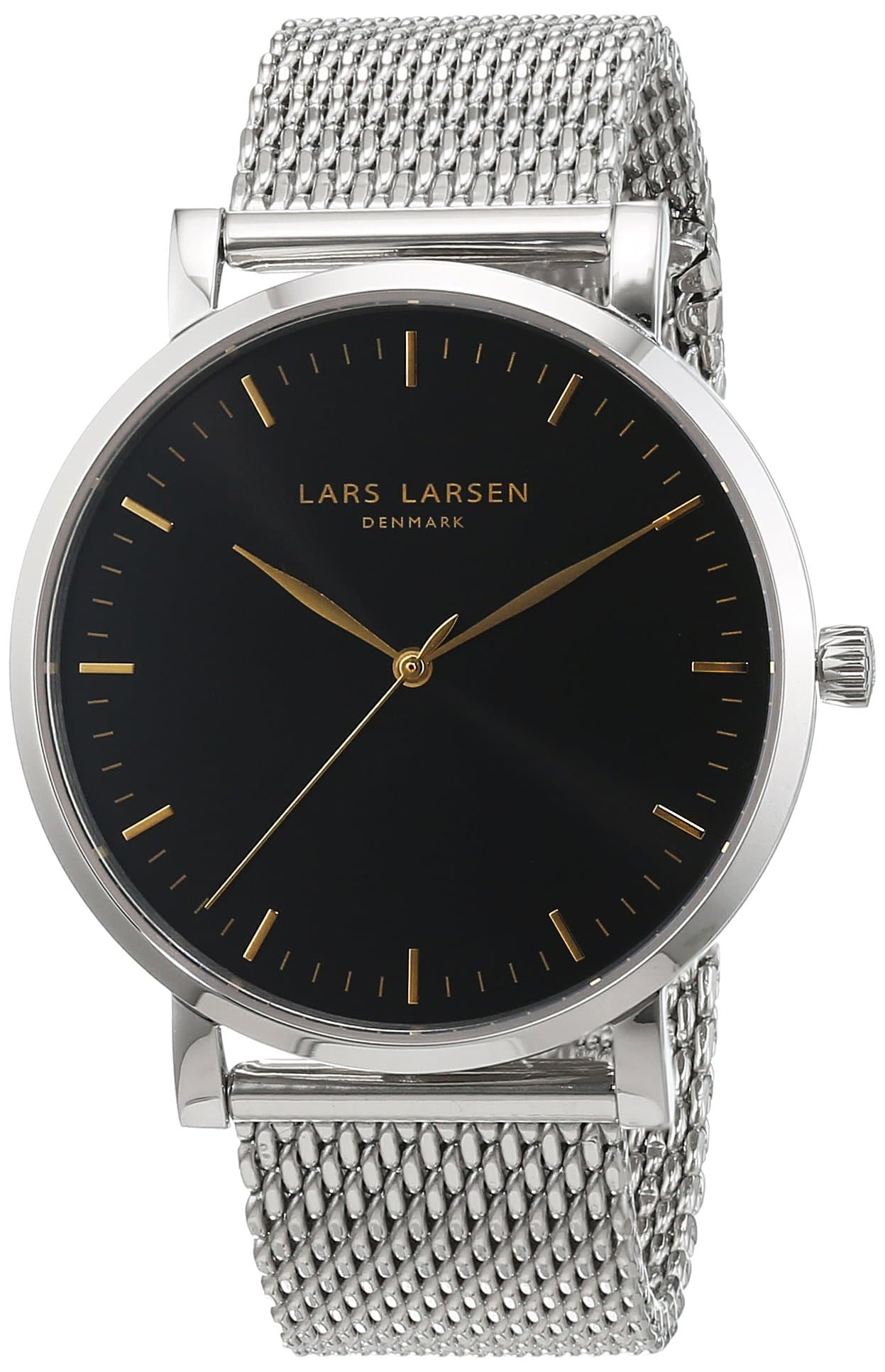 Lars Larsen Men's Quartz Watch with Black Dial Analogue Display and Silver Stainless Steel Bracelet 143SBSM