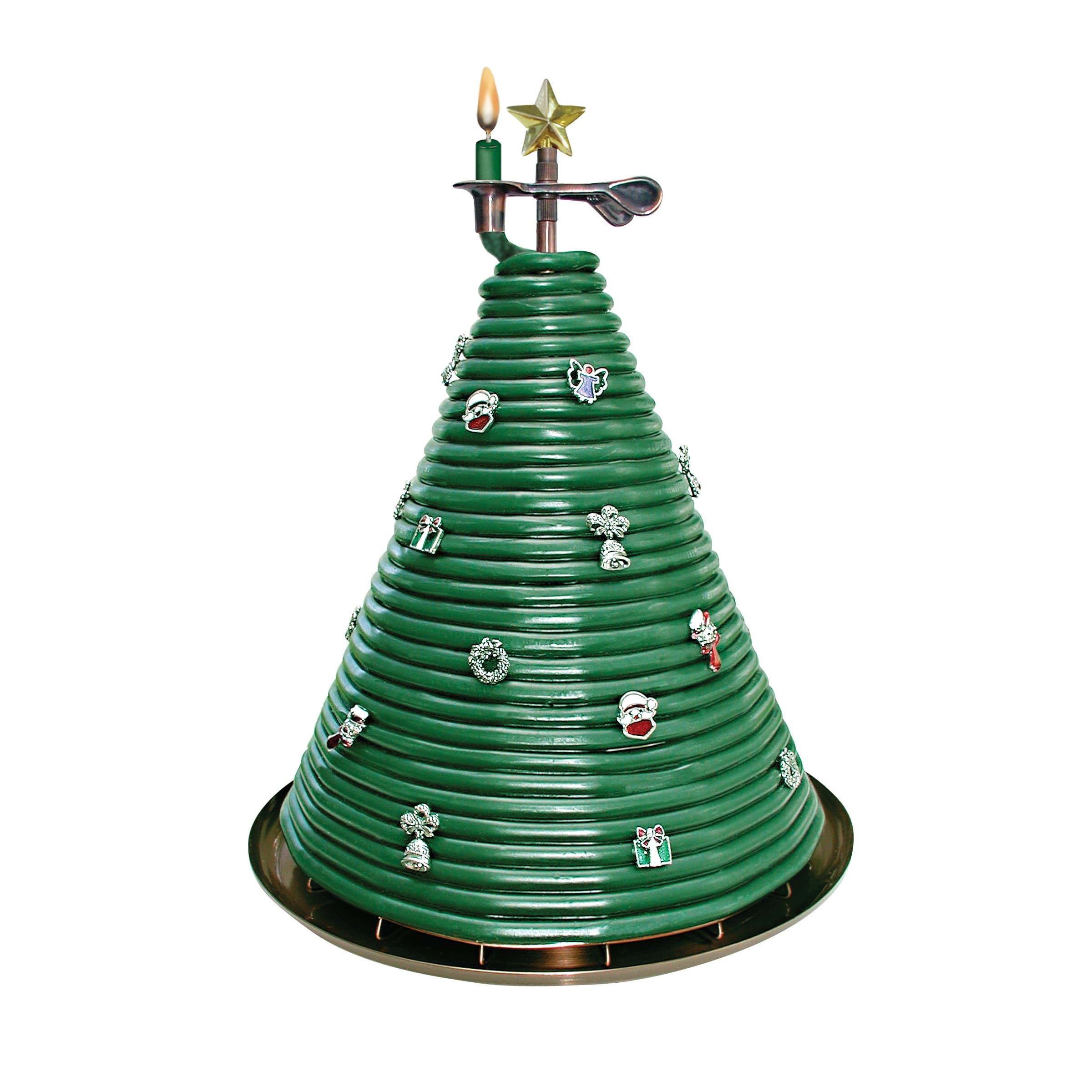 Candle by the Hour300-Hour Christmas Tree Candle with 20 charms, Eco-friendly Natural Beeswax with Cotton Wick